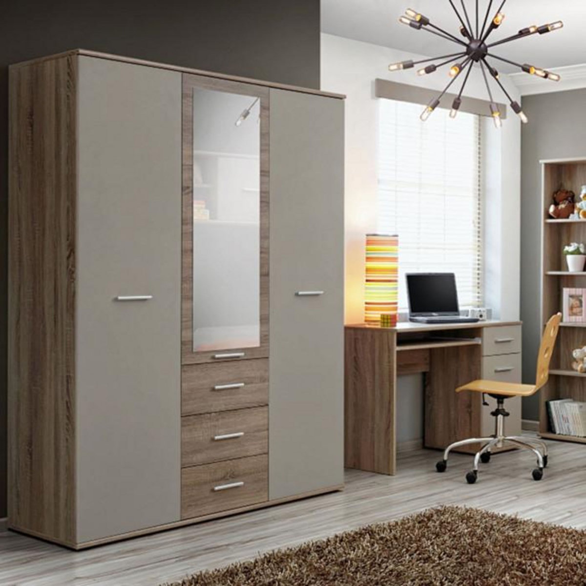 Paris Prix Chambre Complète Enfant 5P  Dino IV  Chêne & Blanc