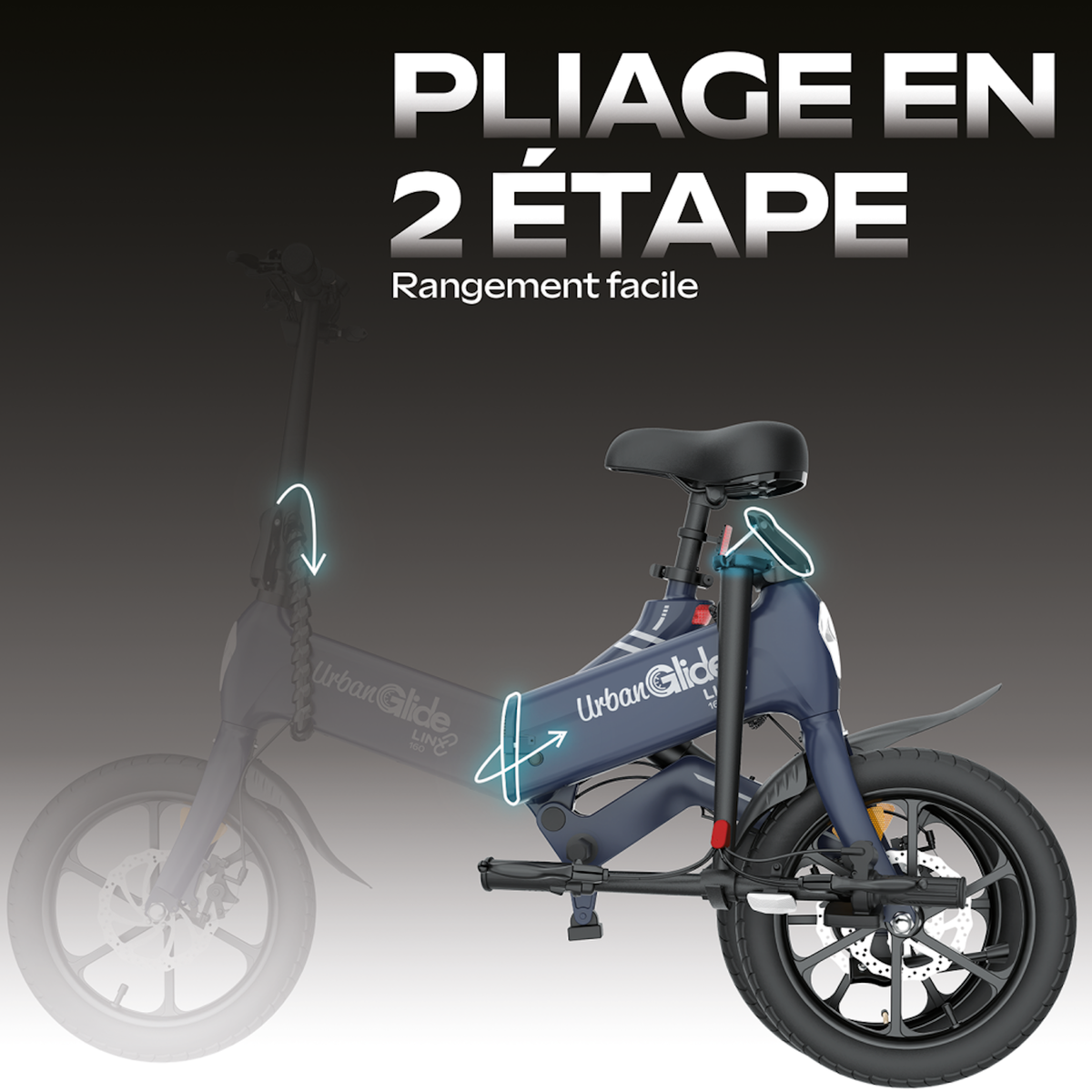 URBANGLIDE Vélo électrique pliable URBANGLIDE LINX 160 – 40 km d'autonomie
