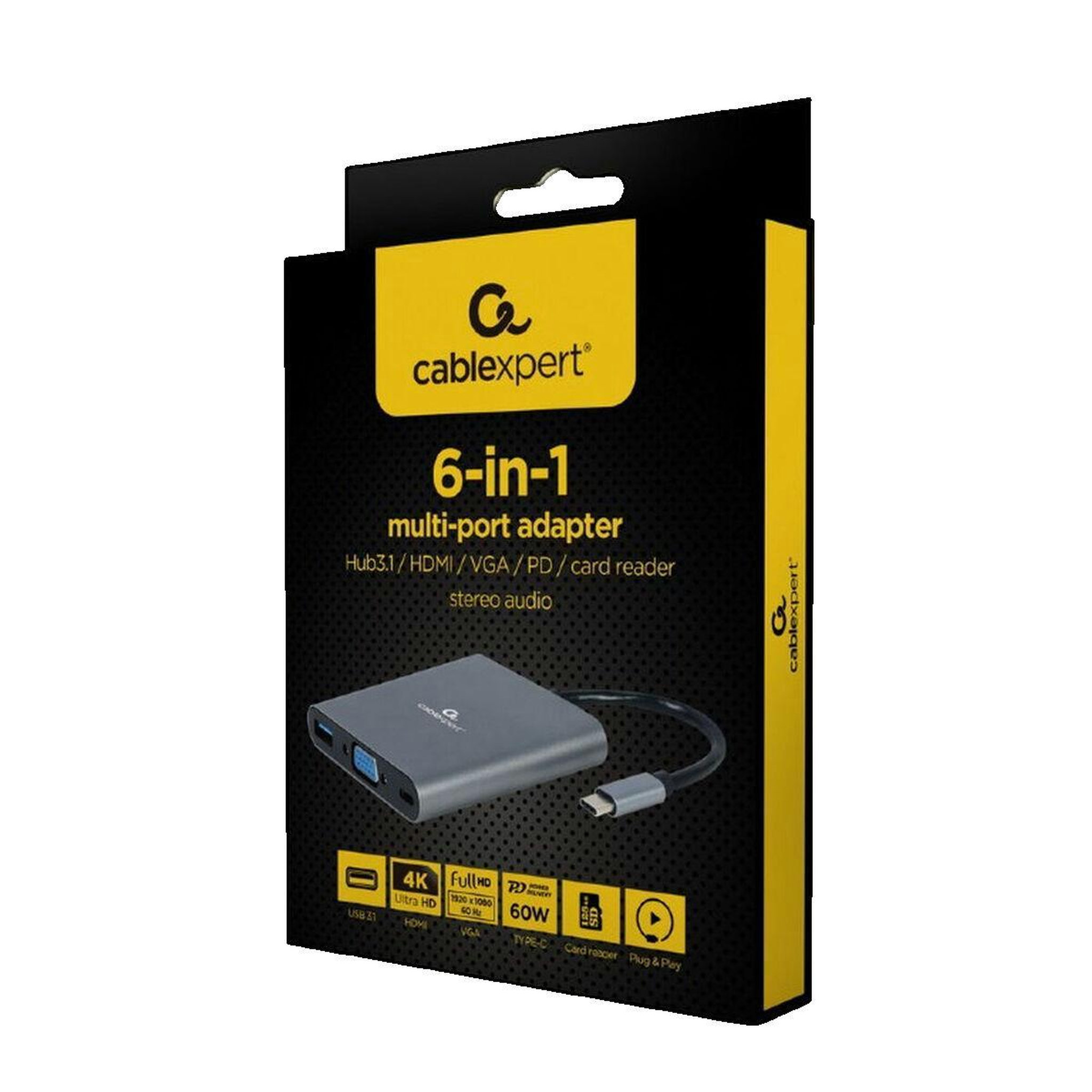 GEMBIRD Hub USB Gembird A-CM-COMBO6-01 - Dockingstation USB-C 3,1 avec VGA et HDMI