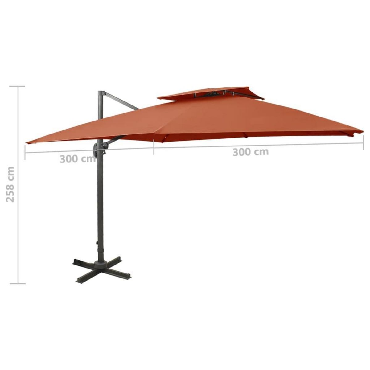 VIDAXL Parasol de jardin en porte-a-faux avec double toit terre cuite
