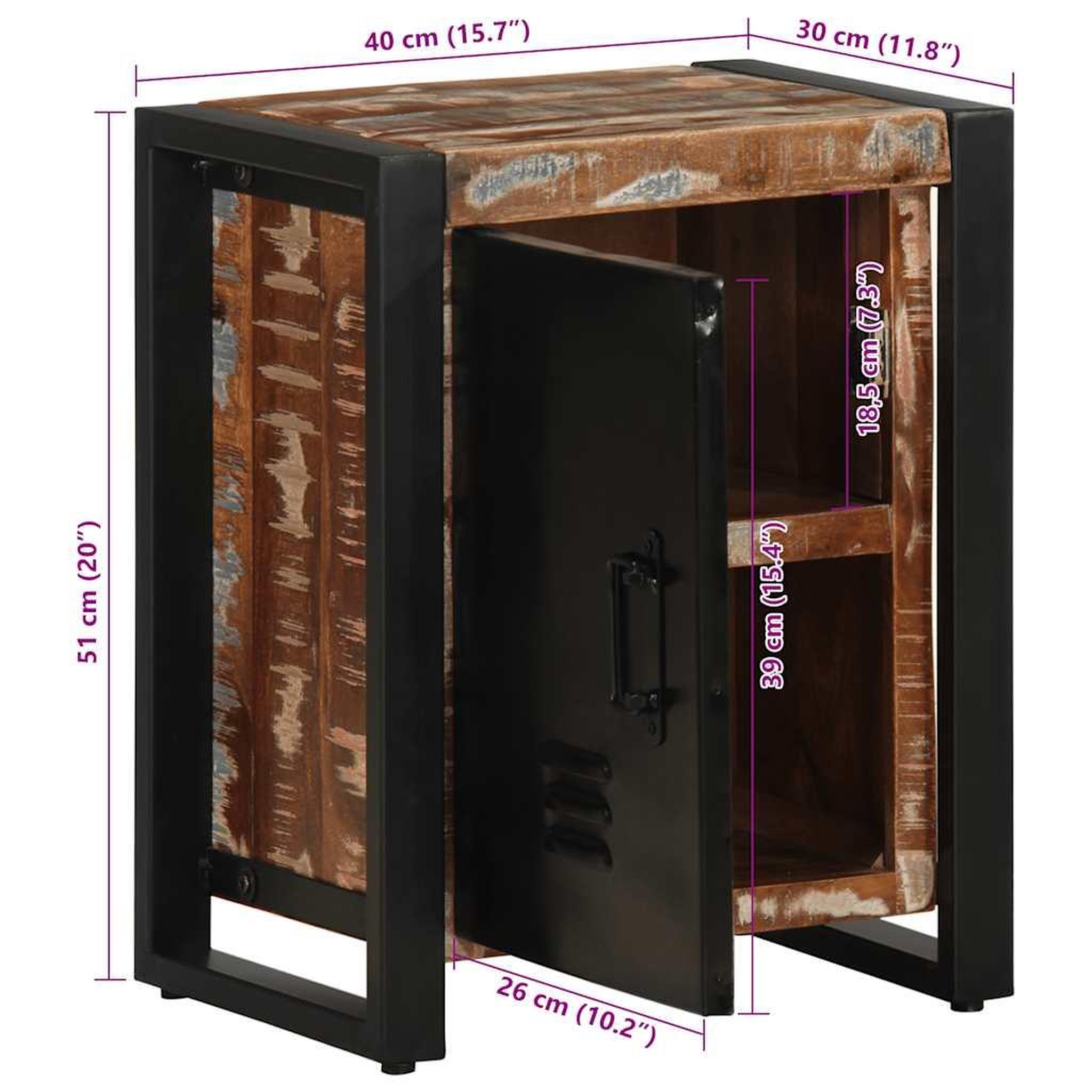 Voir la diapositive 6 : VIDAXL Table de chevet multicolore 40x30x51 cm bois de recuperation