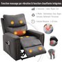 HOMCOM Fauteuil releveur de massage électrique fauteuil de relaxation inclinable avec repose-pied télécommande revêtement synthétique tissu 86 x 92,5 x 104 gris