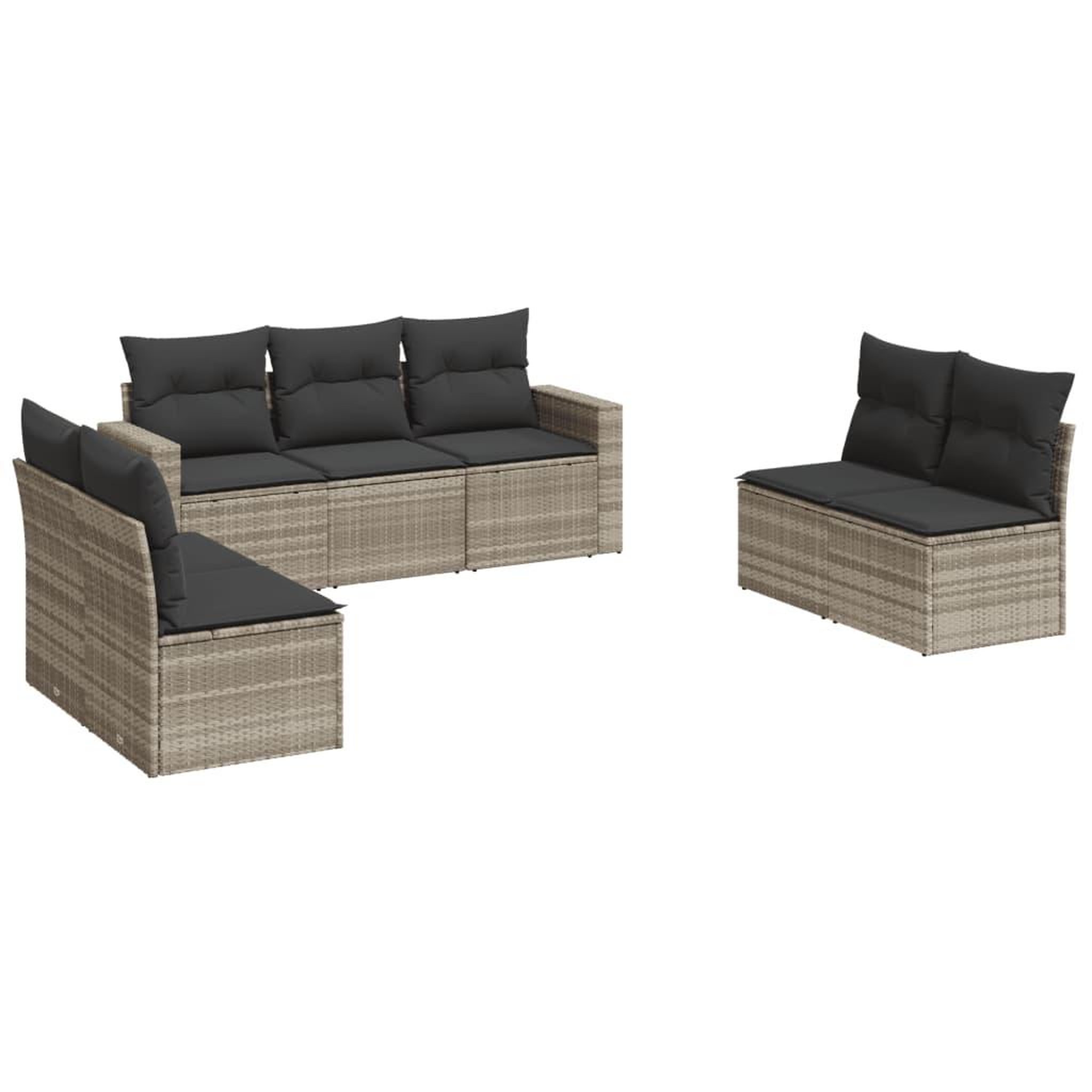 Voir la diapositive 2 : VIDAXL Salon de jardin avec coussins 7 pcs gris clair resine tressee