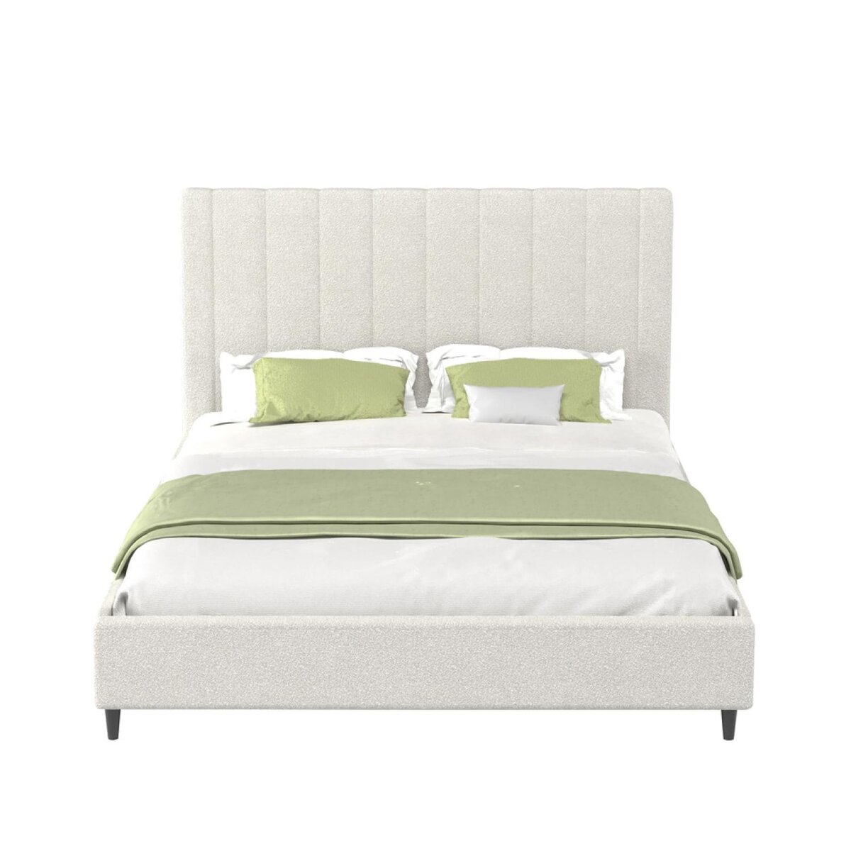 CONCEPT USINE Lit en tissu bouclettes beige 140x190 CAMBRIDGE