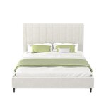 CONCEPT USINE Lit en tissu bouclettes beige 140x190 CAMBRIDGE