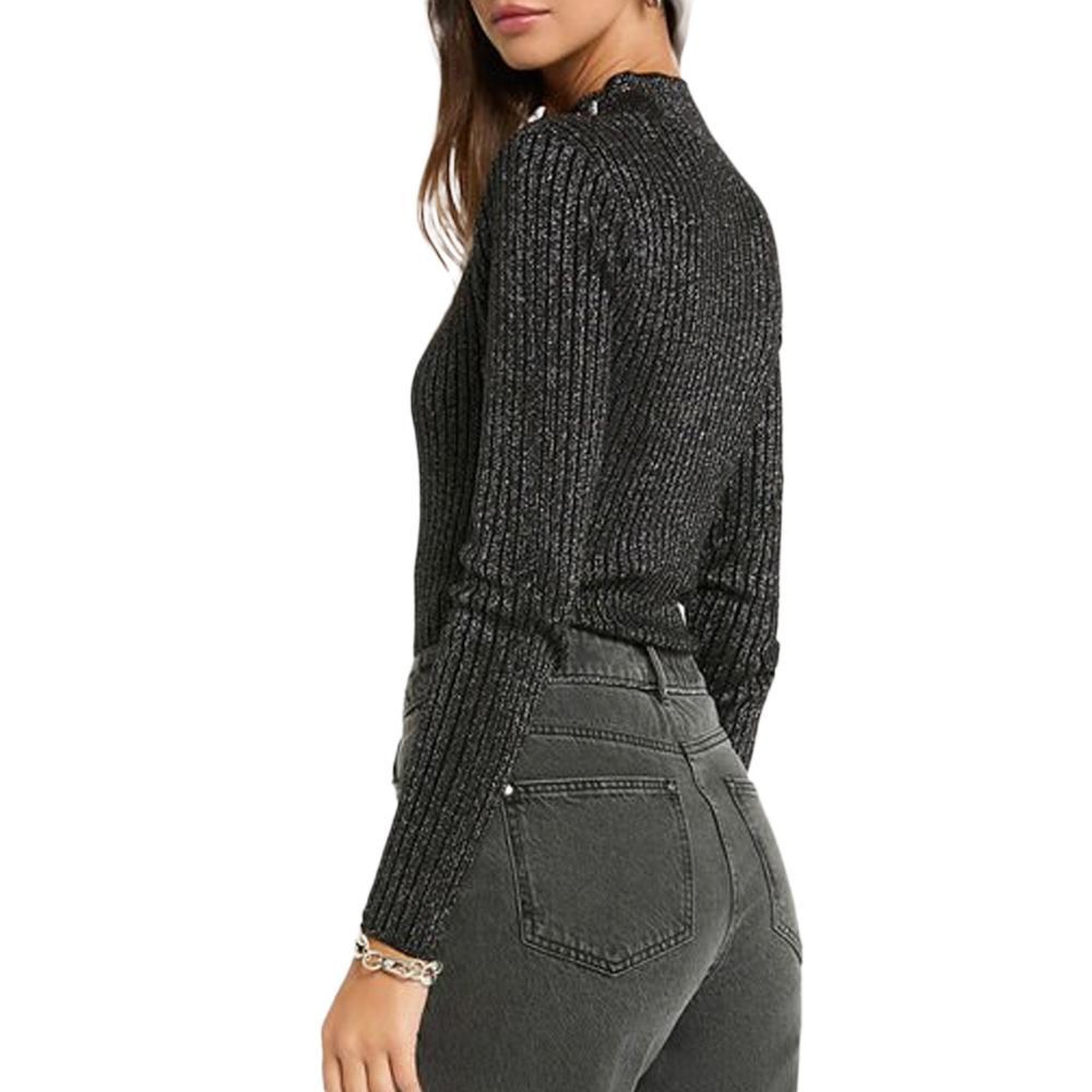 Voir la diapositive 2 : MORGAN Pull Noir Brillant Femme Morgan CORIA