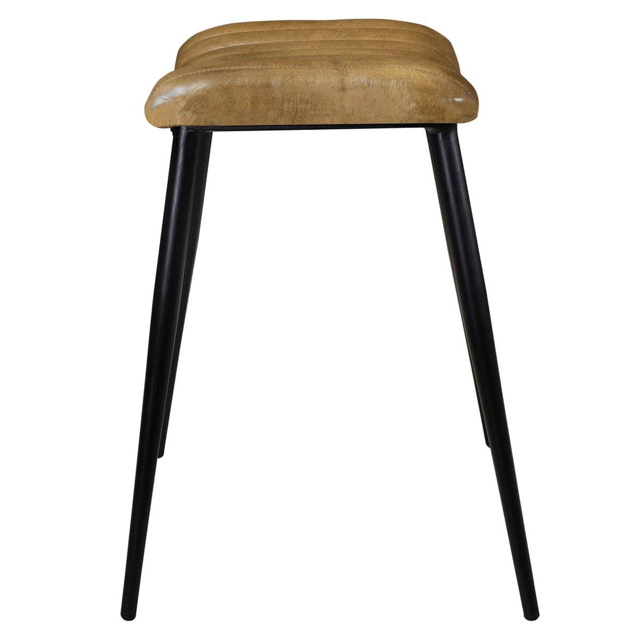 Voir la diapositive 5 : MAISON PAVANE Tabouret en cuir camel matelassé-bidar