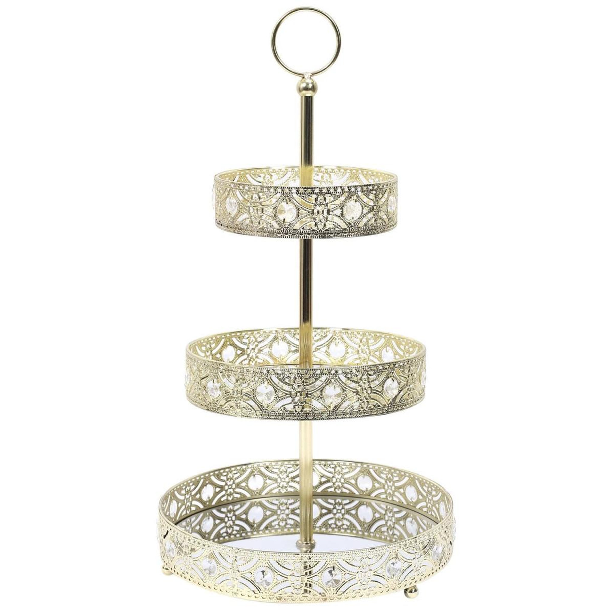 The Home Deco Factory Plateau de présentation déco  3 étages  43cm or