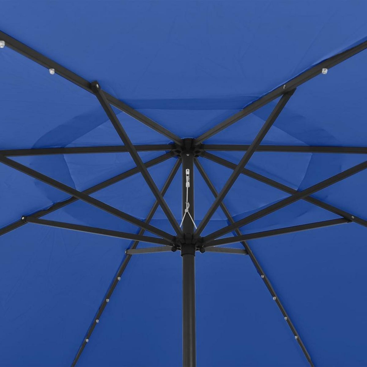 VIDAXL Parasol de jardin avec lumieres LED et mat en metal bleu azure
