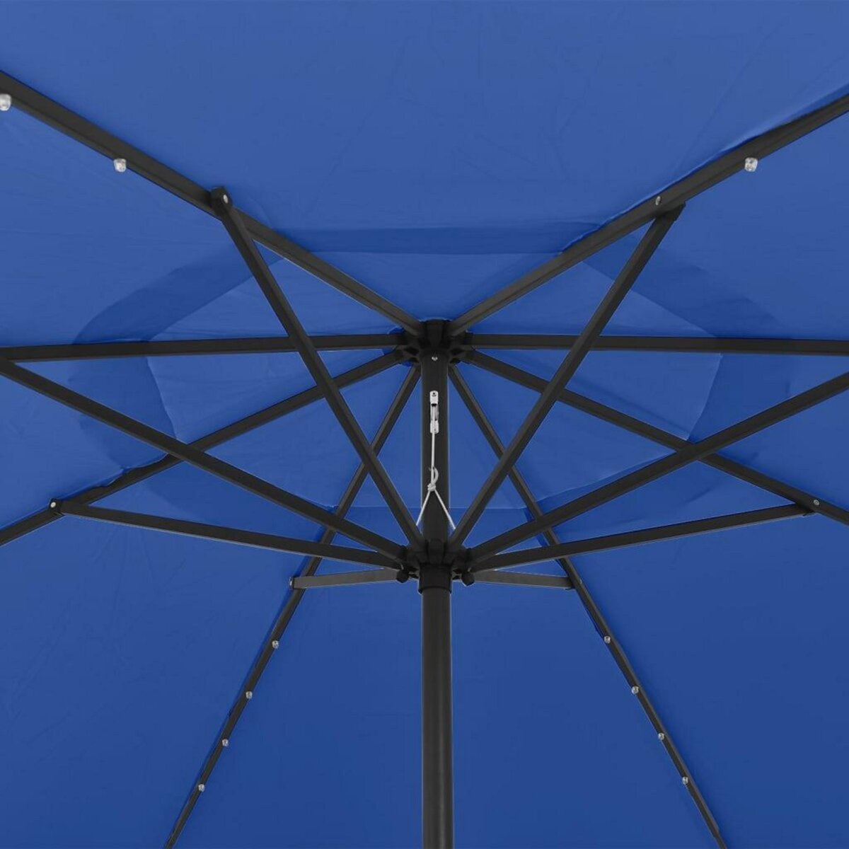 VIDAXL Parasol de jardin avec lumieres LED et mat en metal bleu azure