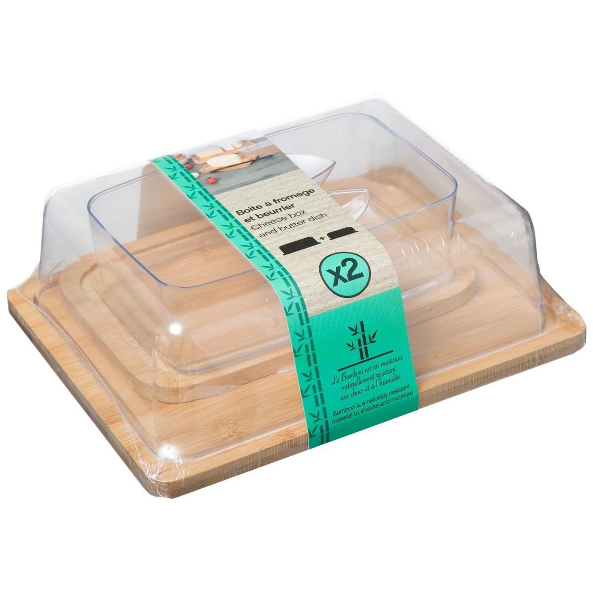 Voir la diapositive 3 : FIVE Boîte à fromage & beurrier  bambou  24cm naturel