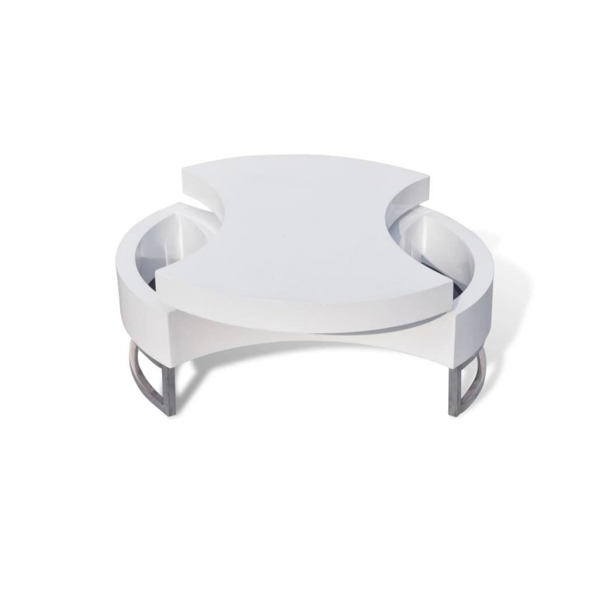 VIDAXL Table basse a forme reglable blanc brillant