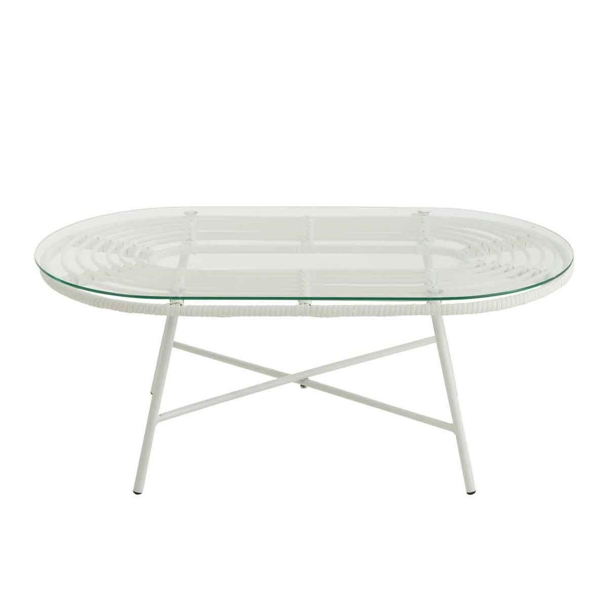 Voir la diapositive 2 : J-LINE Table basse de jardin  celeste  90cm blanc