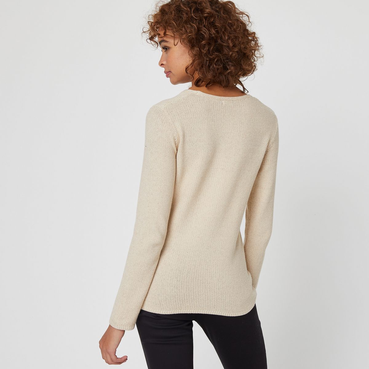 INEXTENSO Pull col rond écru femme