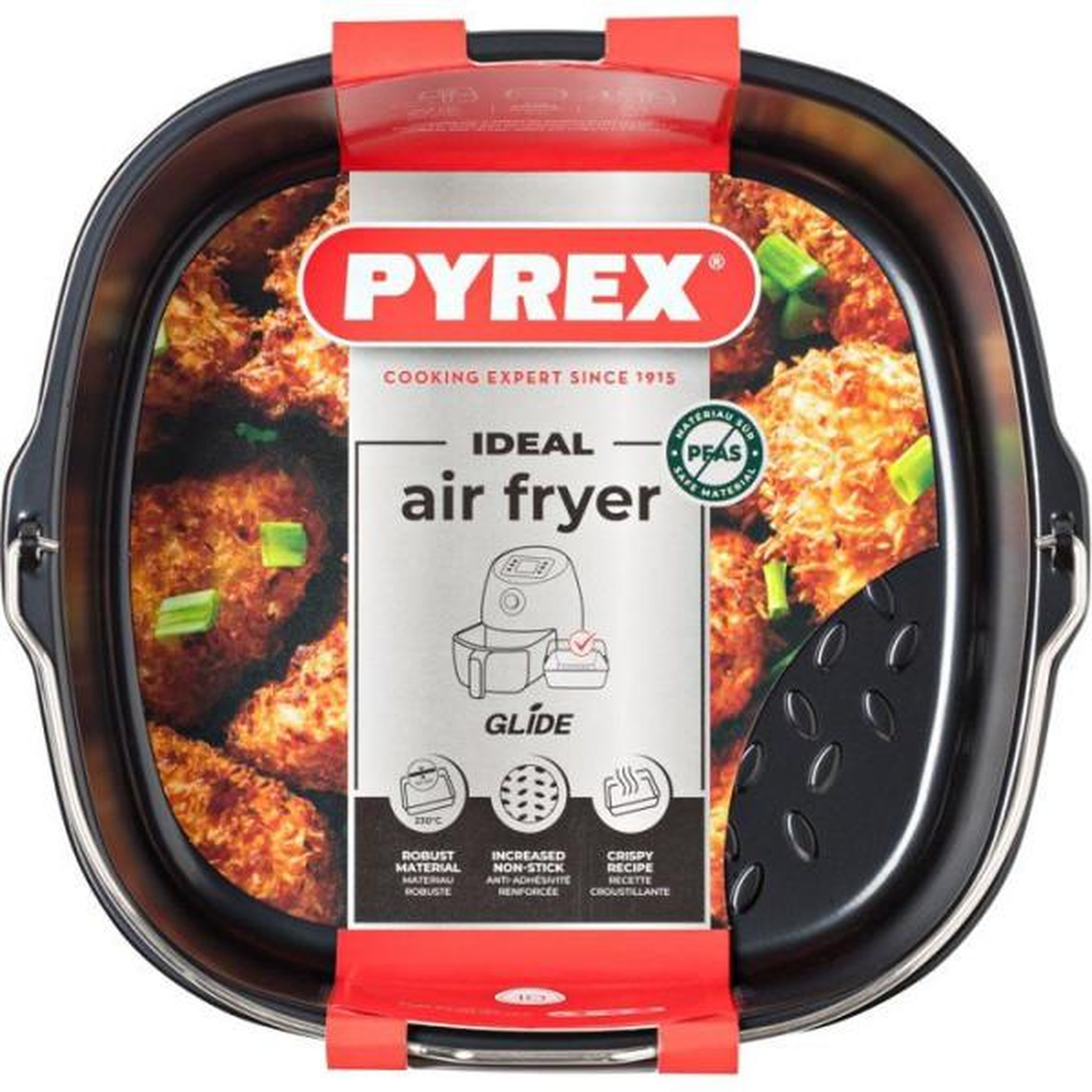 PYREX Plat carré avec anse - PYREX - Glide 22x21 cm - anti-adhésif - air fryer - sans PFAS