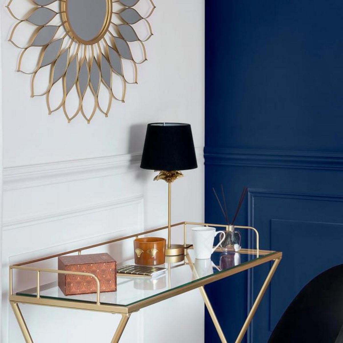 ATMOSPHERA Lampe à Poser Palmier  Artif  45cm Or & Noir