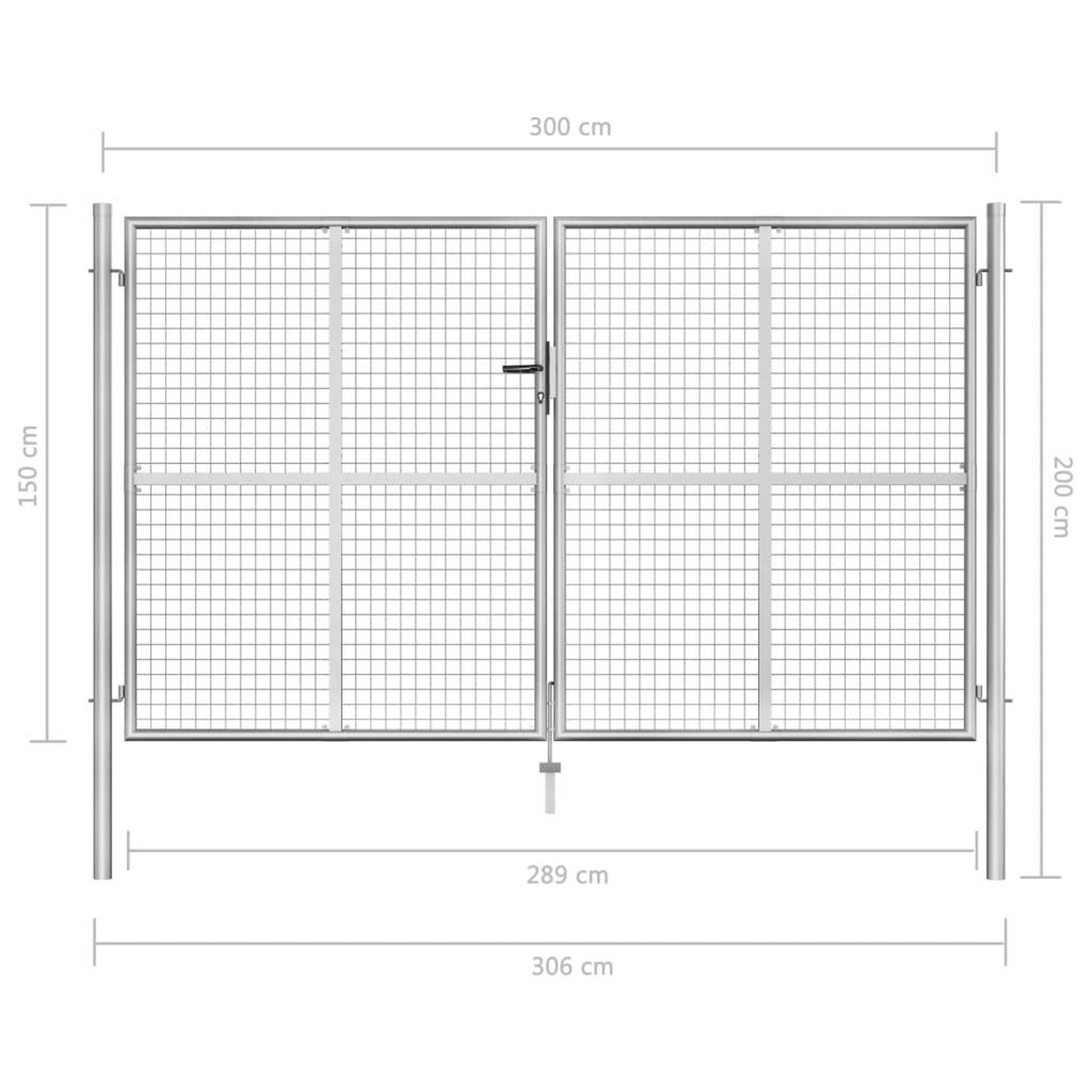 Voir la diapositive 5 : VIDAXL Porte de jardin Acier galvanise 306x200 cm Argente