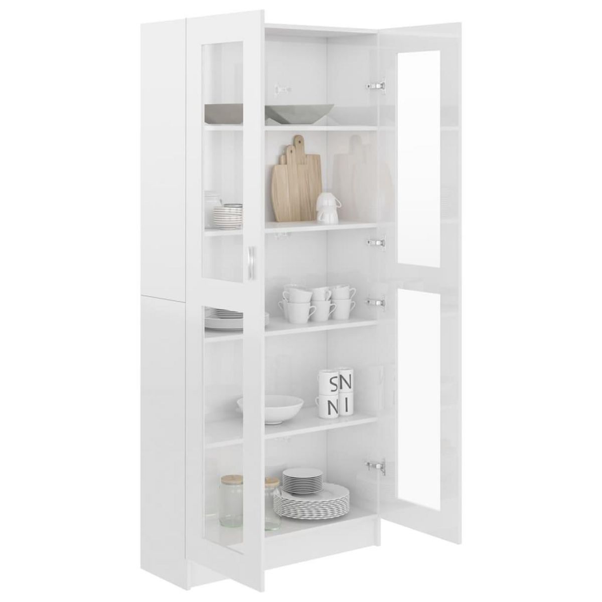 VIDAXL Armoire a vitrine Blanc brillant Bois d'ingenierie