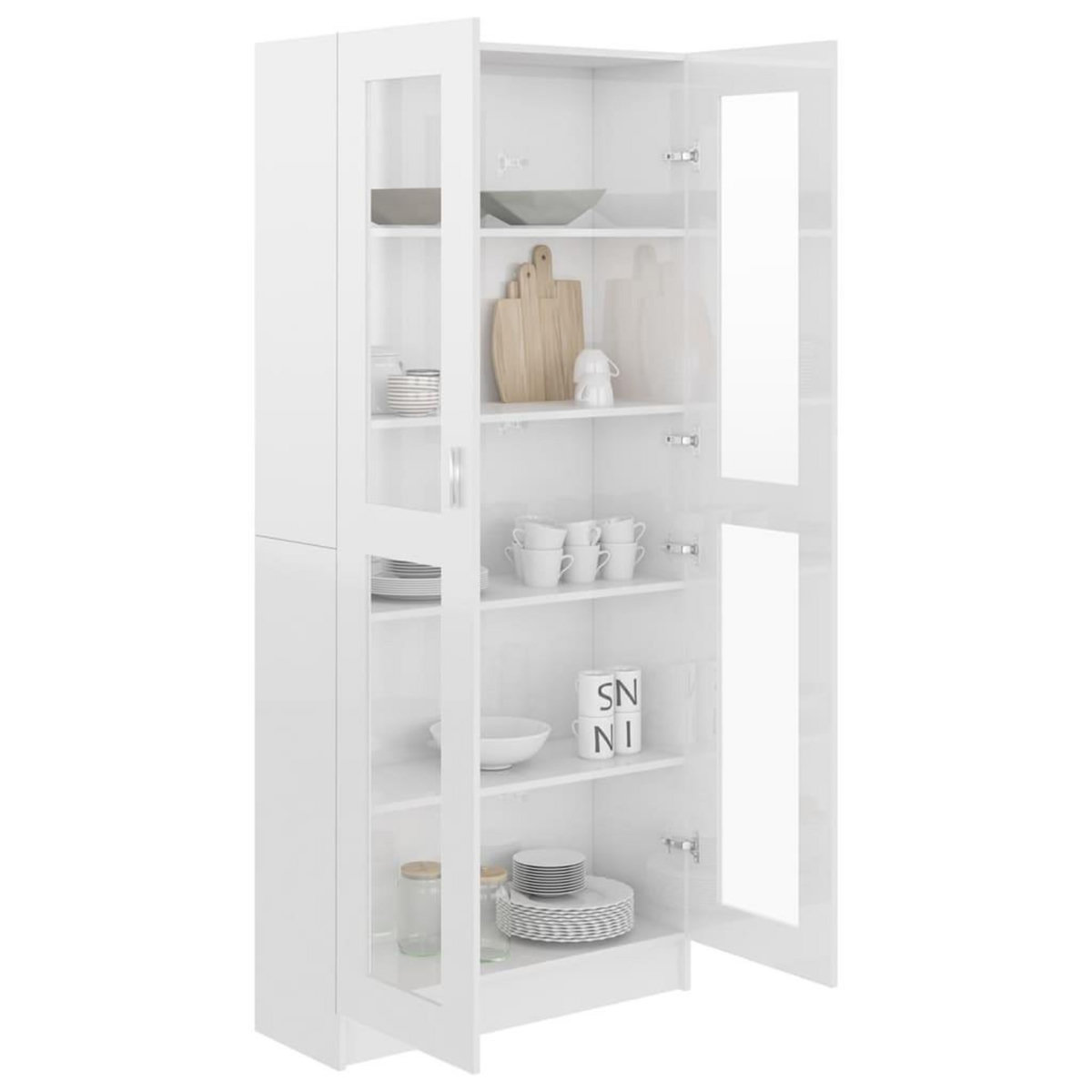 VIDAXL Armoire a vitrine Blanc brillant Bois d'ingenierie
