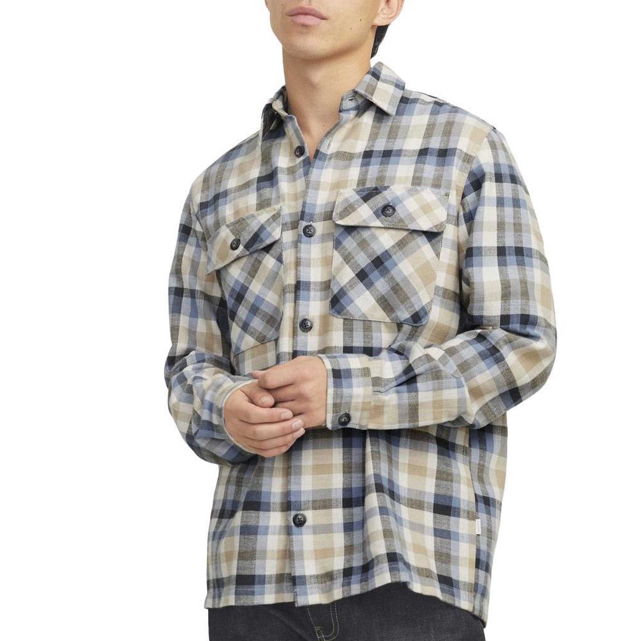 Jack & Jones Chemise Beige/Marine Homme Jack & Jones Raymond. Coloris disponibles : Bleu