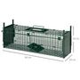 Voir la diapositive 3 : PAWHUT Piège de capture pour petits animaux type lapin rat - 2 entrées + poignée - dim. 60L x 18l x 20H cm - métal vert