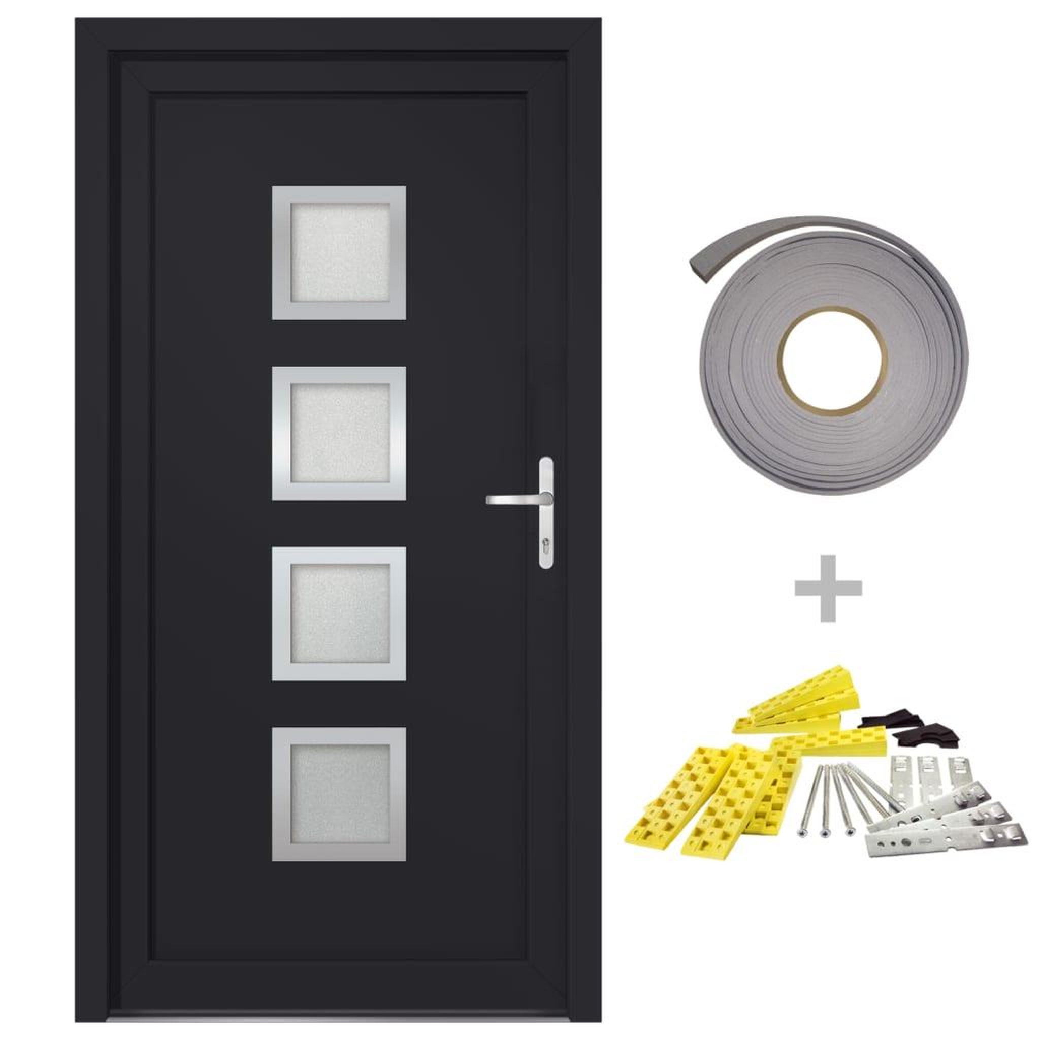 Voir la diapositive 2 : VIDAXL Porte d'entree anthracite 108x200 cm PVC