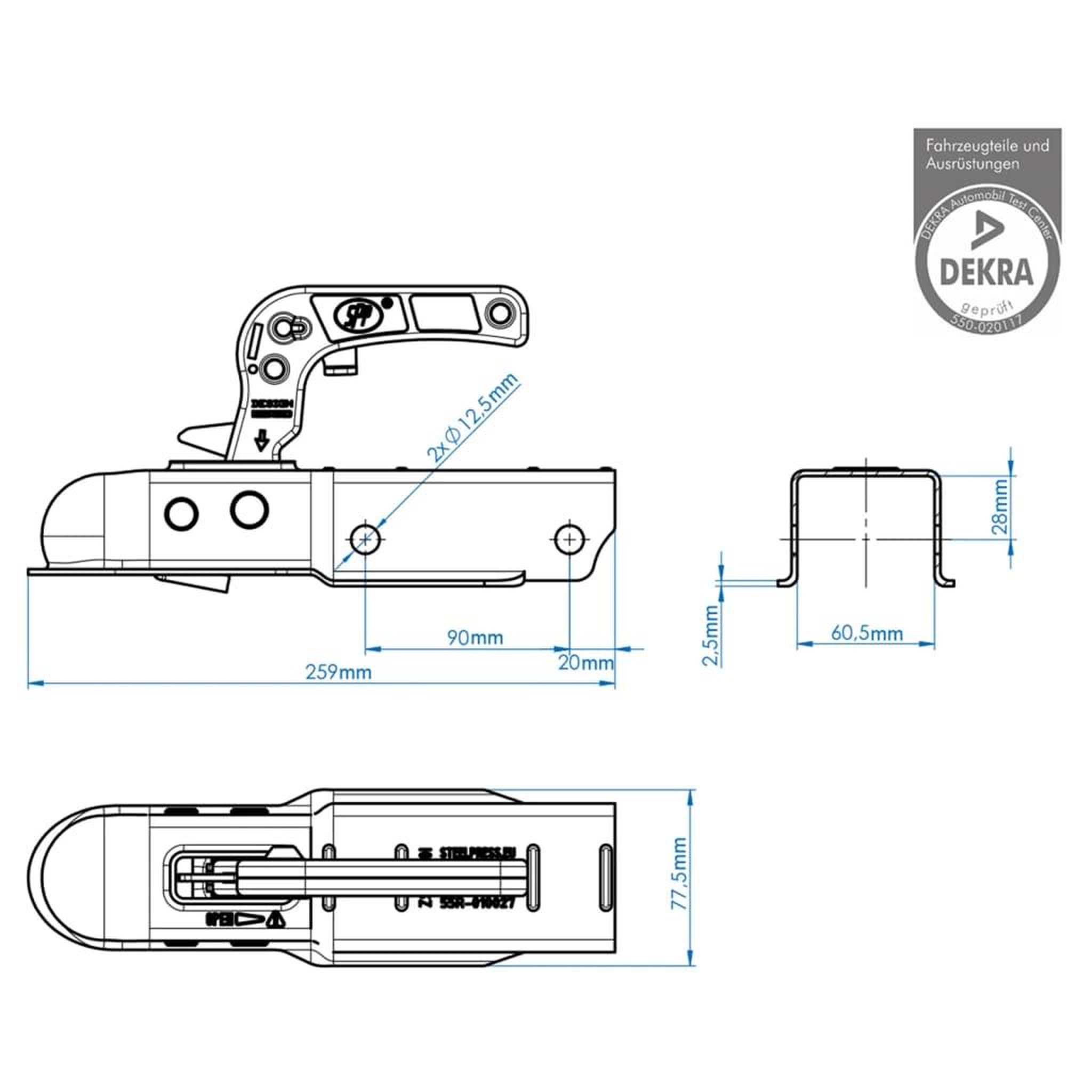 Voir la diapositive 4 : PROPLUS Accouplement pour boule d'attelage carre ProPlus 60 mm