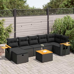 VIDAXL Salon de jardin 8 pcs avec coussins noir resine tressee