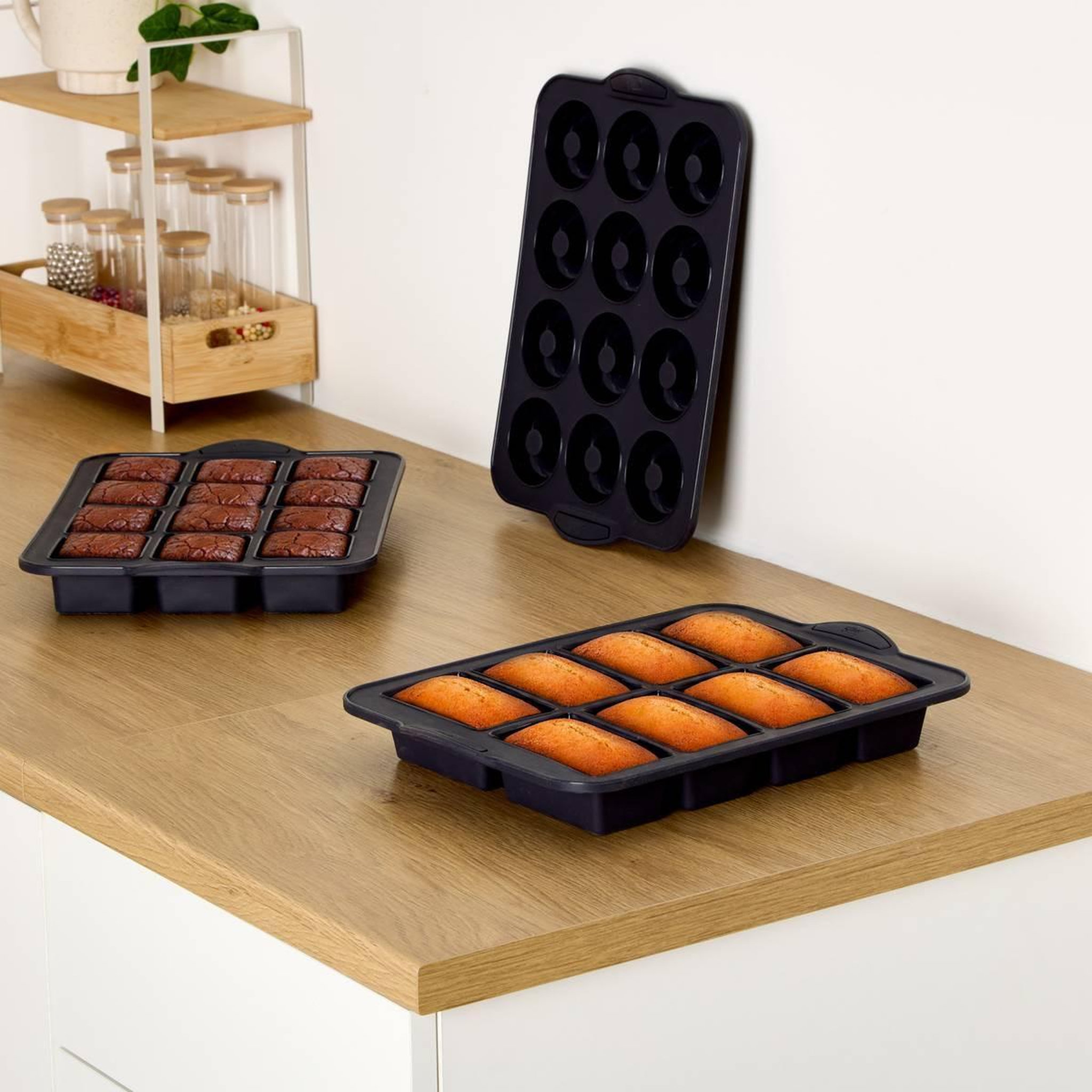 Voir la diapositive 3 : FIVE Moule 12 mini brownies silicone  silitop  33cm gris