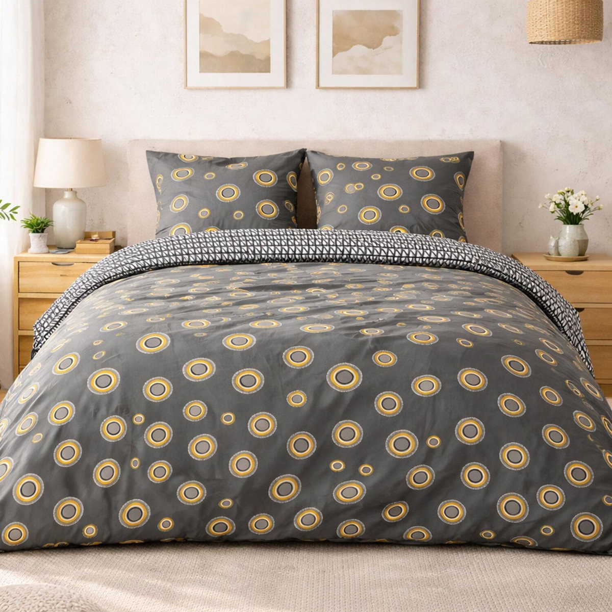 Home collection Parure housse de couette 100% coton lavé 57fils kaly