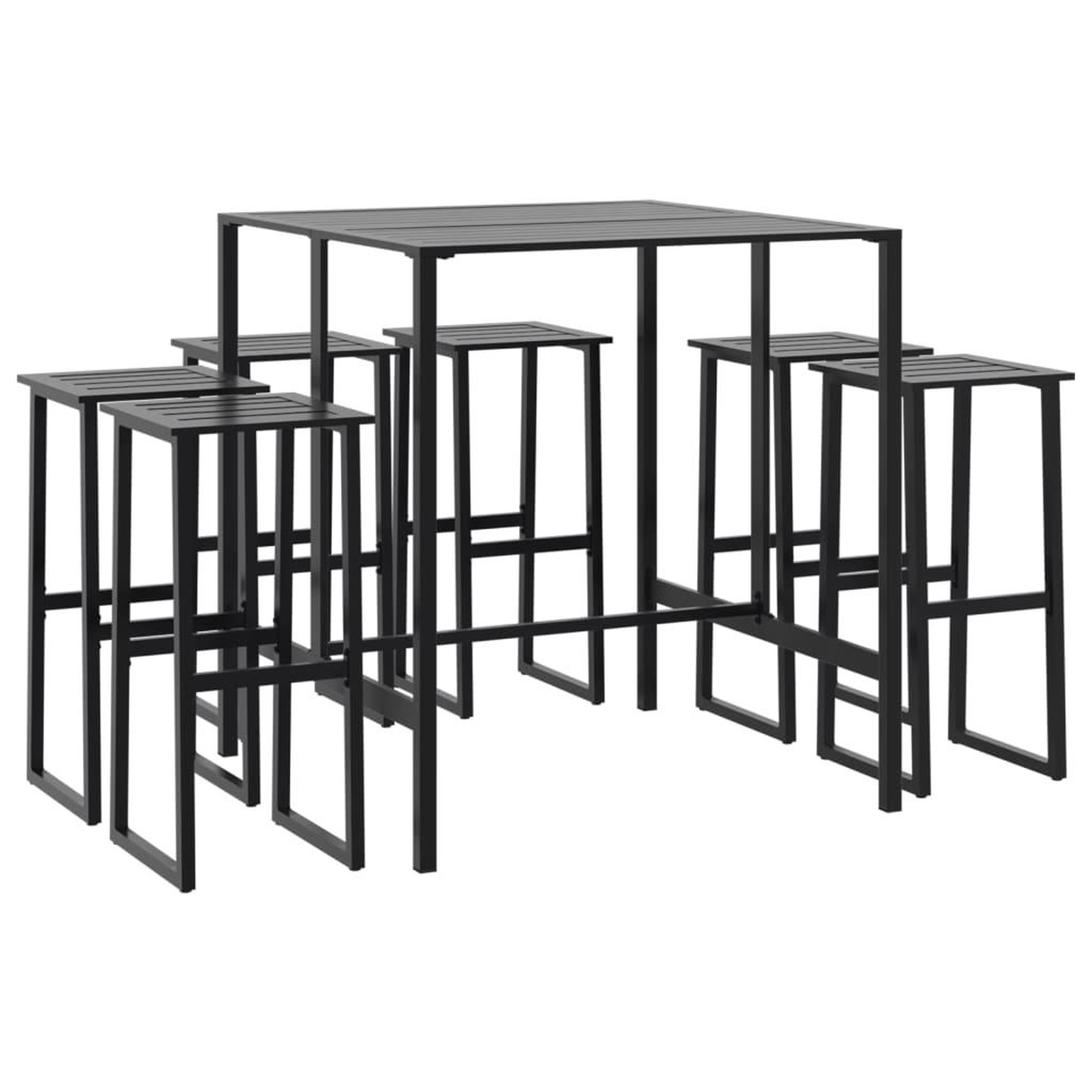 Voir la diapositive 2 : VIDAXL Ensemble de bar de jardin 7 pcs noir acier enduit de poudre