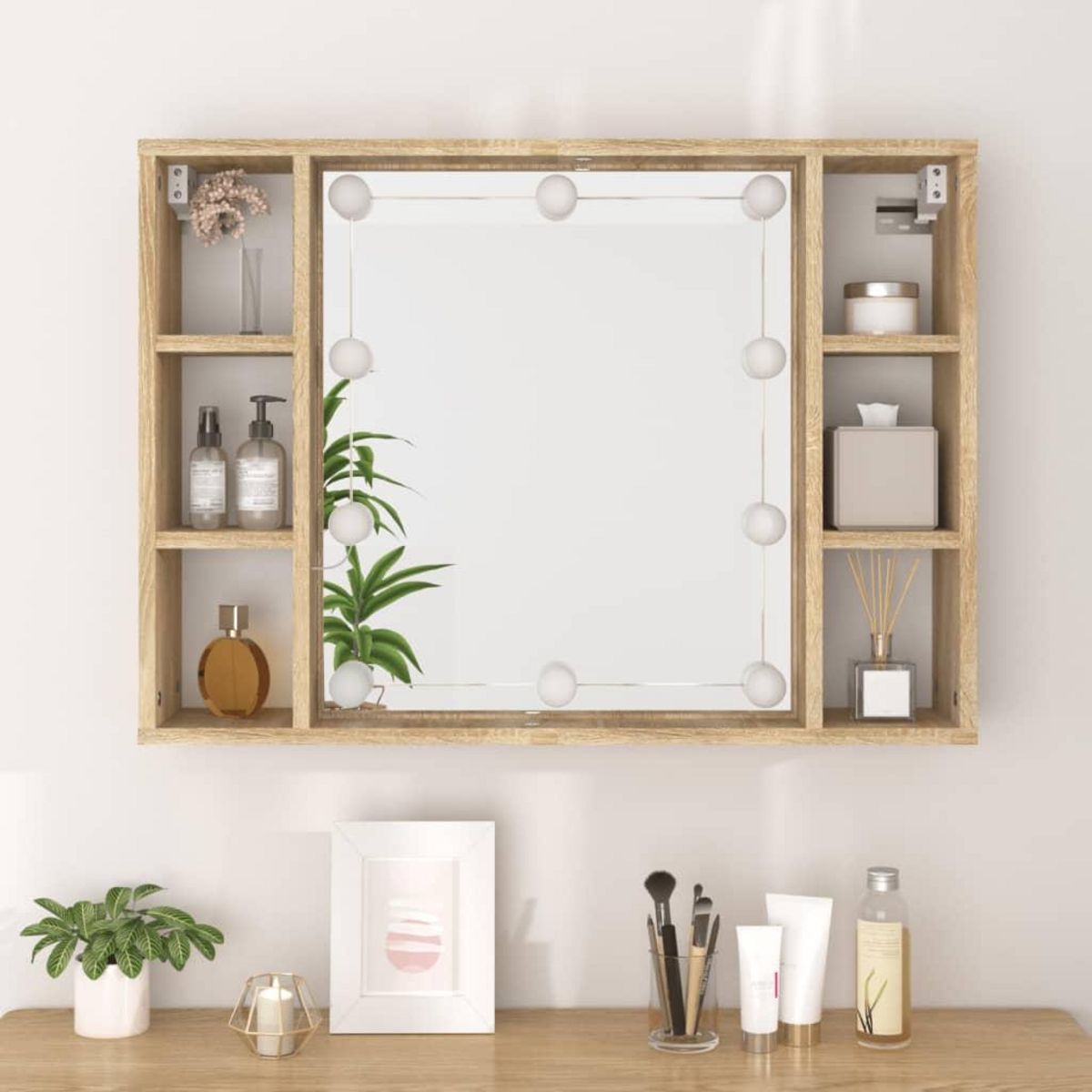 VIDAXL Armoire de miroir avec LED Chene sonoma 76x15x55 cm