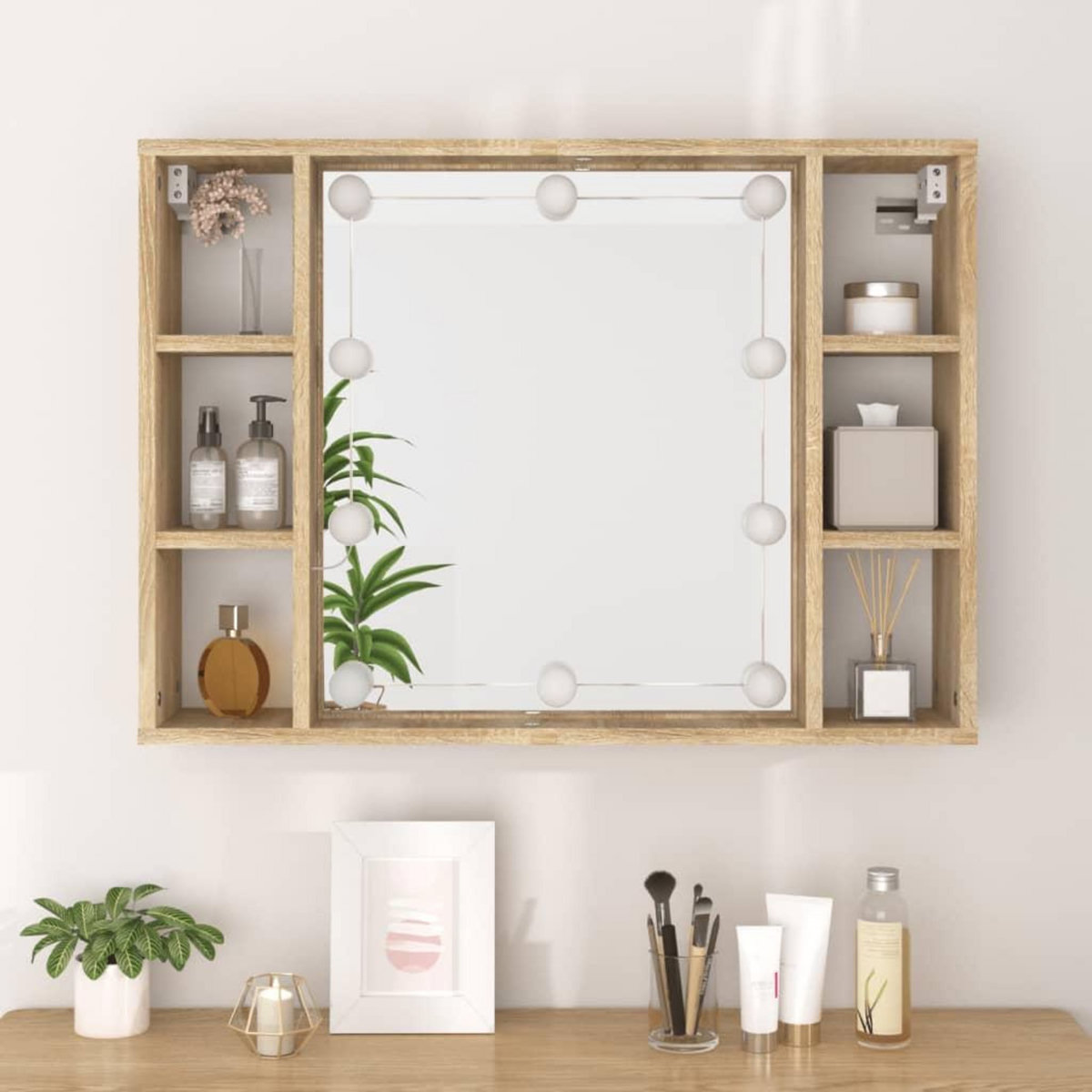 VIDAXL Armoire de miroir avec LED Chene sonoma 76x15x55 cm