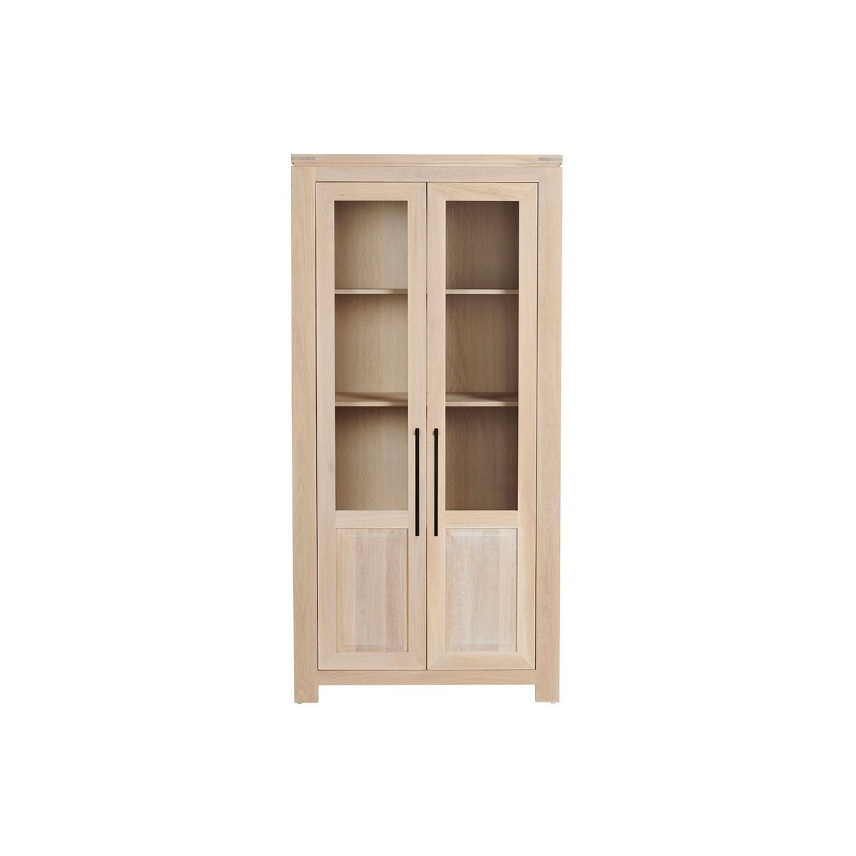 HELLIN Vitrine moderne en chêne blanchi - BOSTON