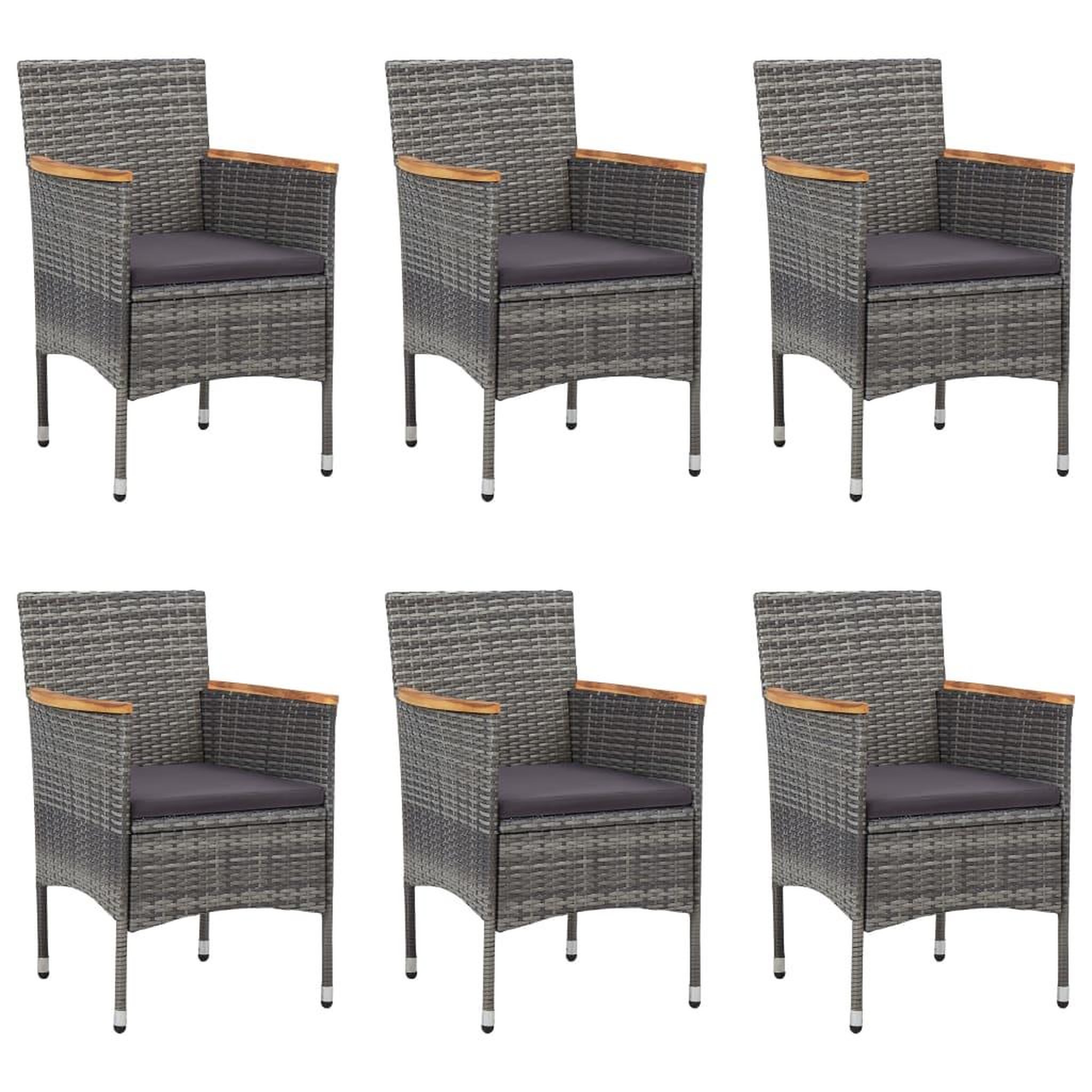 Voir la diapositive 3 : VIDAXL Ensemble a manger de jardin 7 pcs Resine tressee Gris
