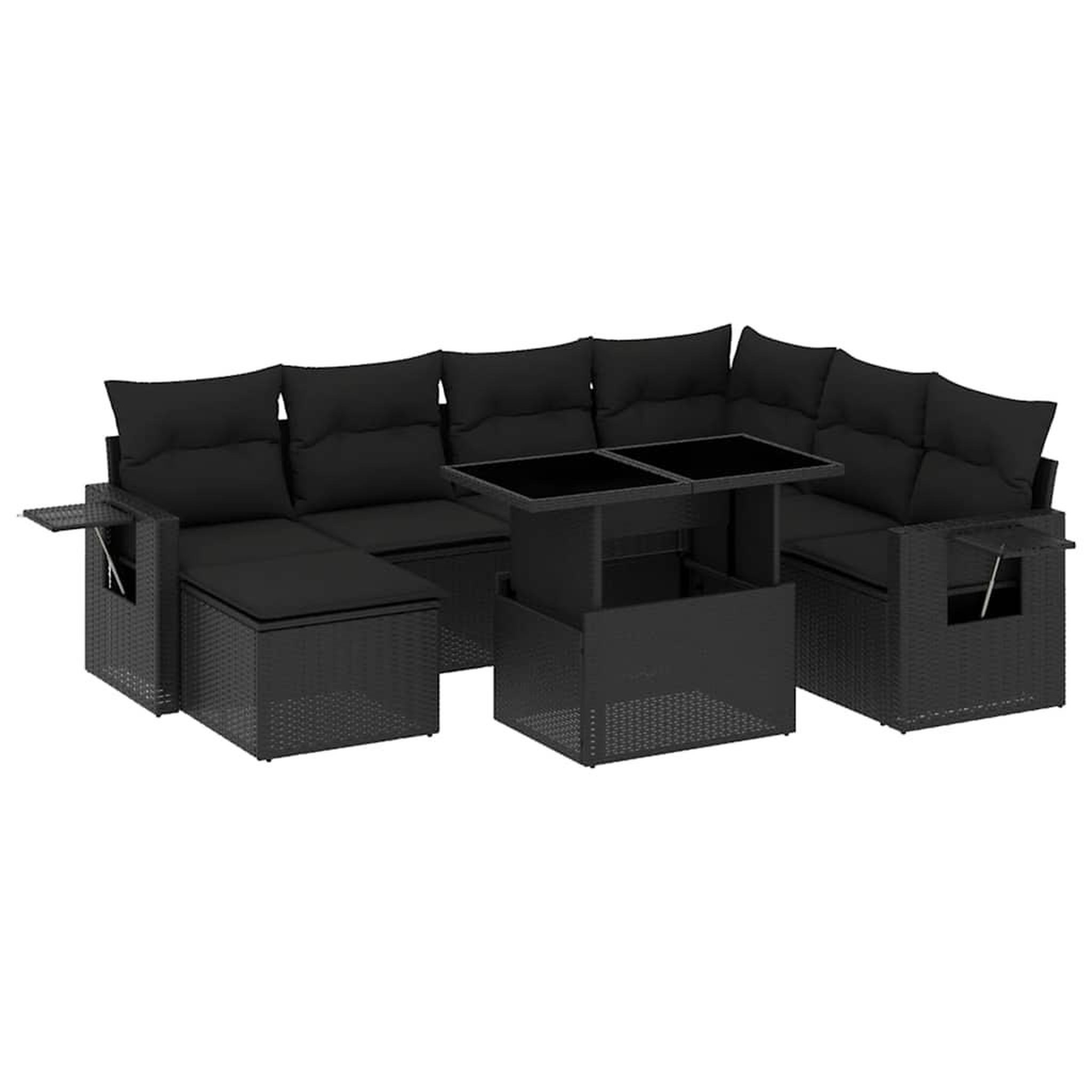 Voir la diapositive 2 : VIDAXL Salon de jardin 9 pcs avec coussins noir resine tressee