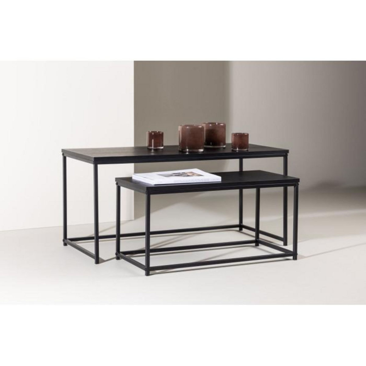 Paris Prix Lot de 2 Tables Basses Gigognes  Mallan  100cm Noir