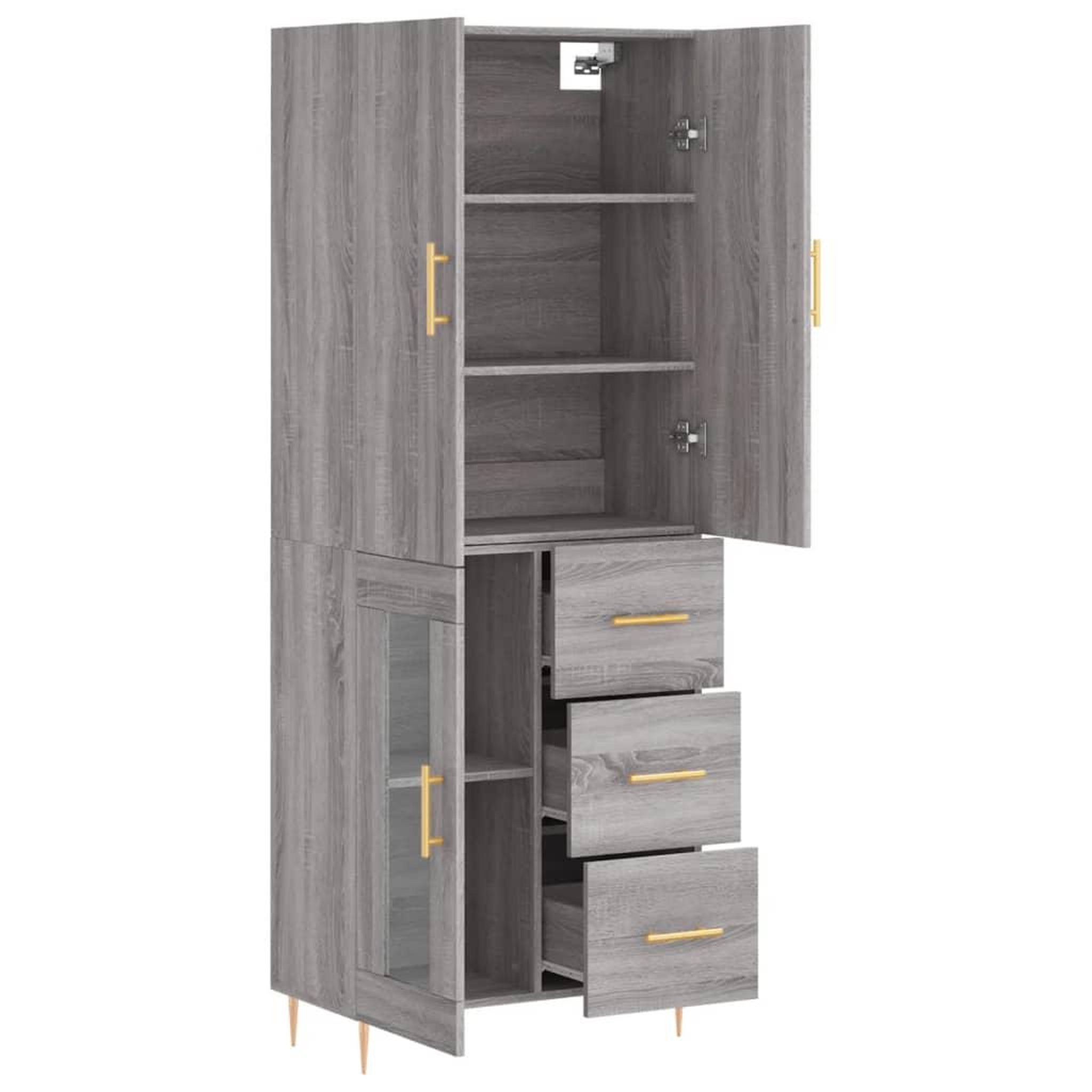 Voir la diapositive 4 : VIDAXL Buffet haut Sonoma gris 69,5x34x180 cm Bois d'ingenierie