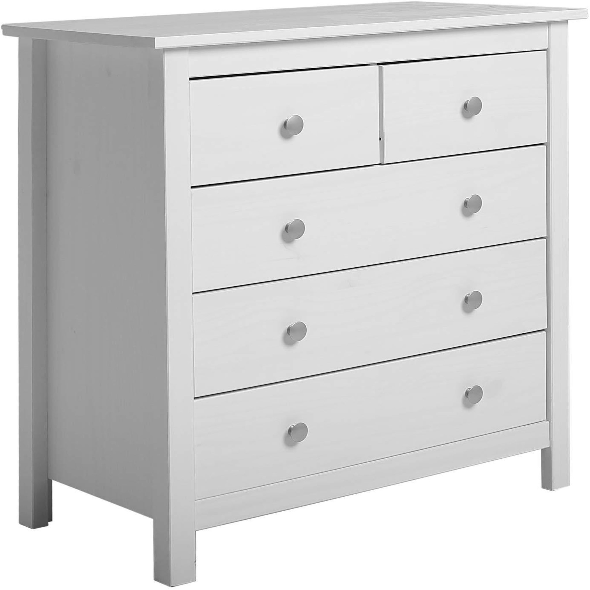 VS VENTA-STOCK Commode 5 tiroirs Berna dans les tiroirs Blanc, 79 cm Longueur