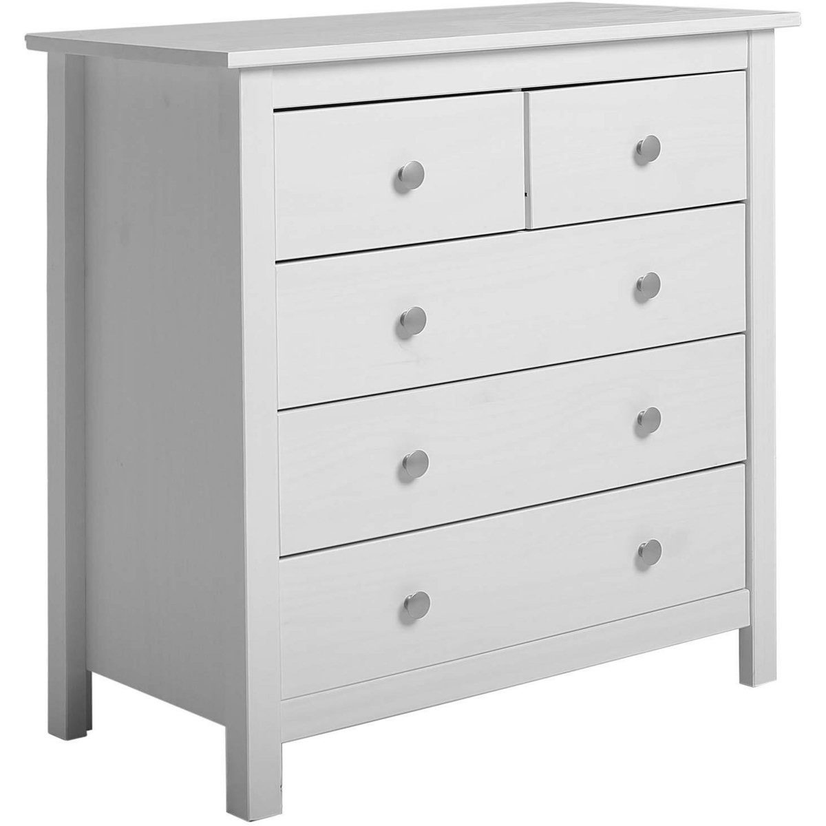 VS VENTA-STOCK Commode 5 tiroirs Berna dans les tiroirs Blanc, 79 cm Longueur