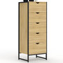 Voir la diapositive 1 : ID MARKET Chiffonnier 5 tiroirs DETROIT 45 cm commode semainier design industriel