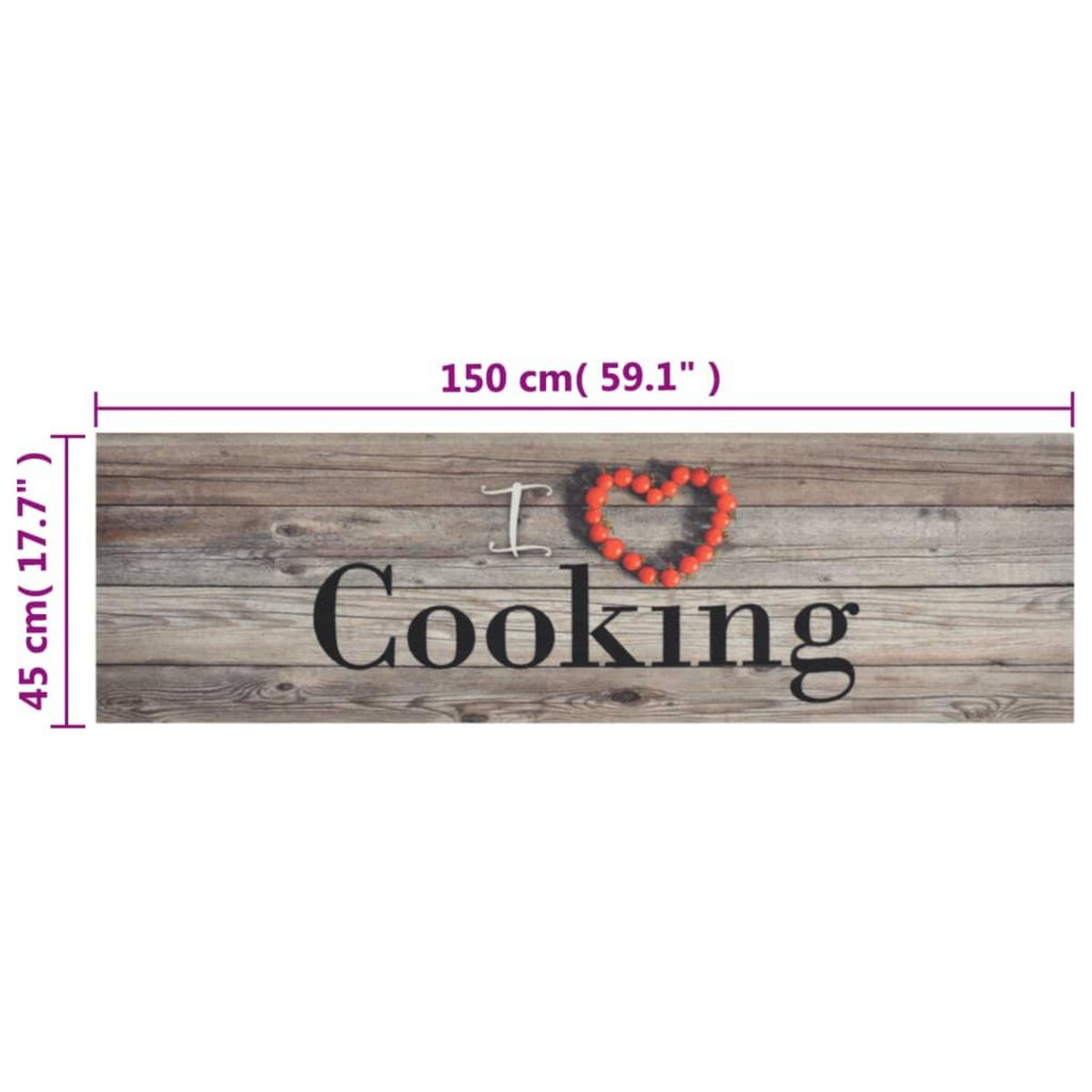 VIDAXL Tapis de cuisine lavable impression cuisine gris 45x150 cm