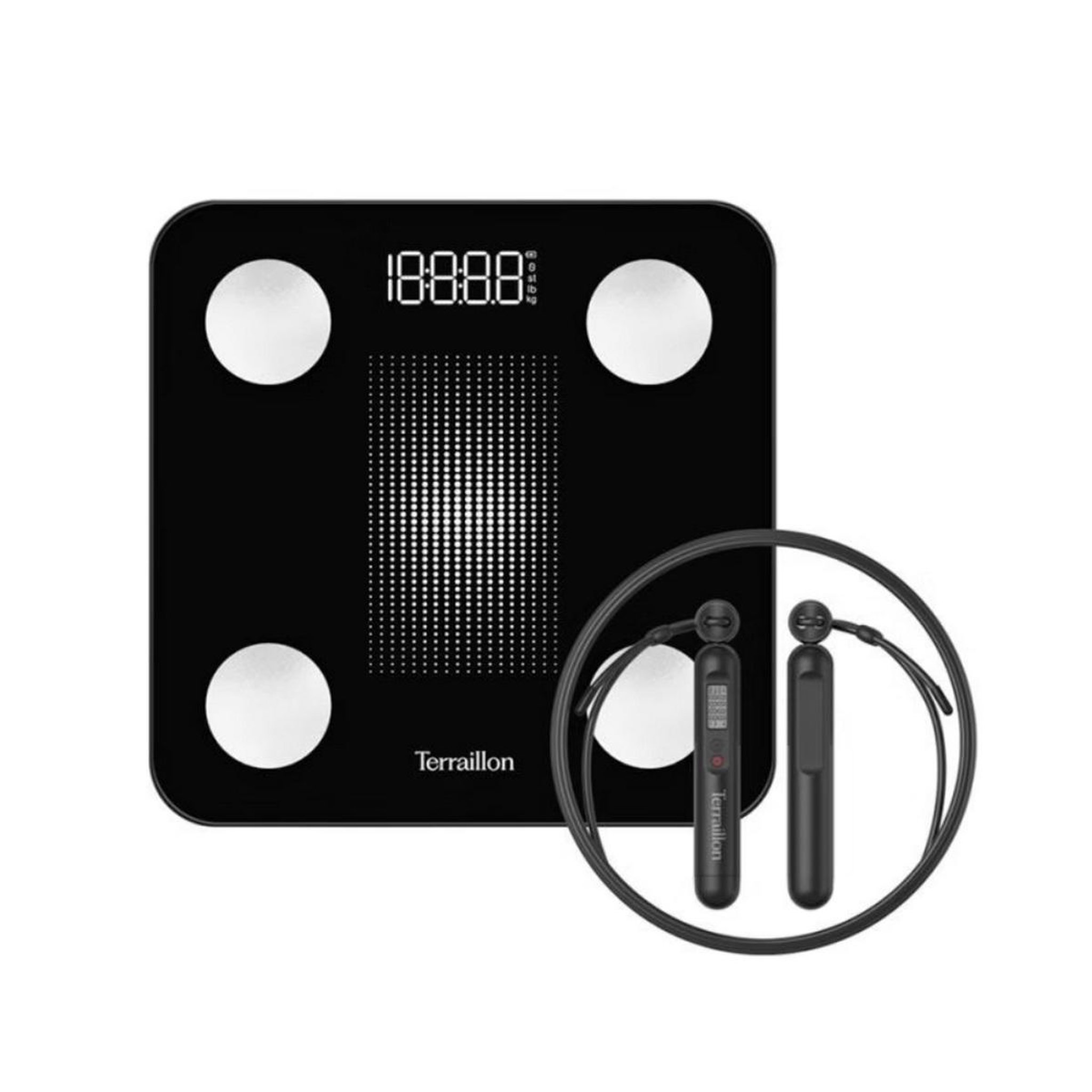 Terraillon Impédancemètre et corde à sauter connectés 180kg/100g noir - gymfitconnect