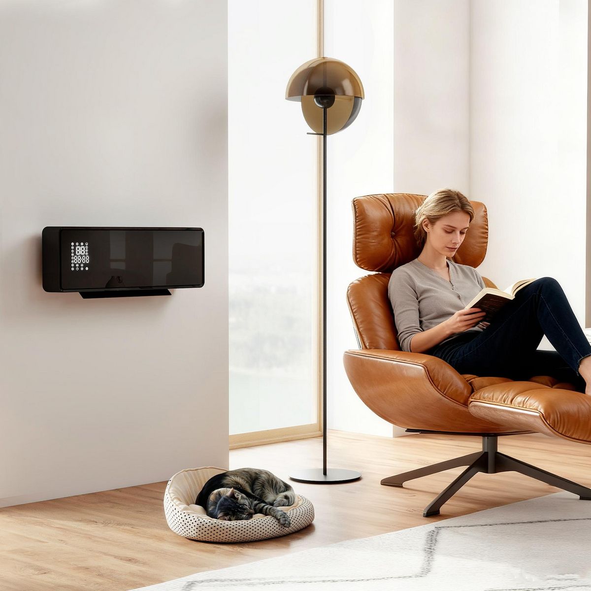 HOMCOM Chauffage soufflant mural 2000W chauffage céramique PTC radiateur réglable timer oscillant télécommande noir