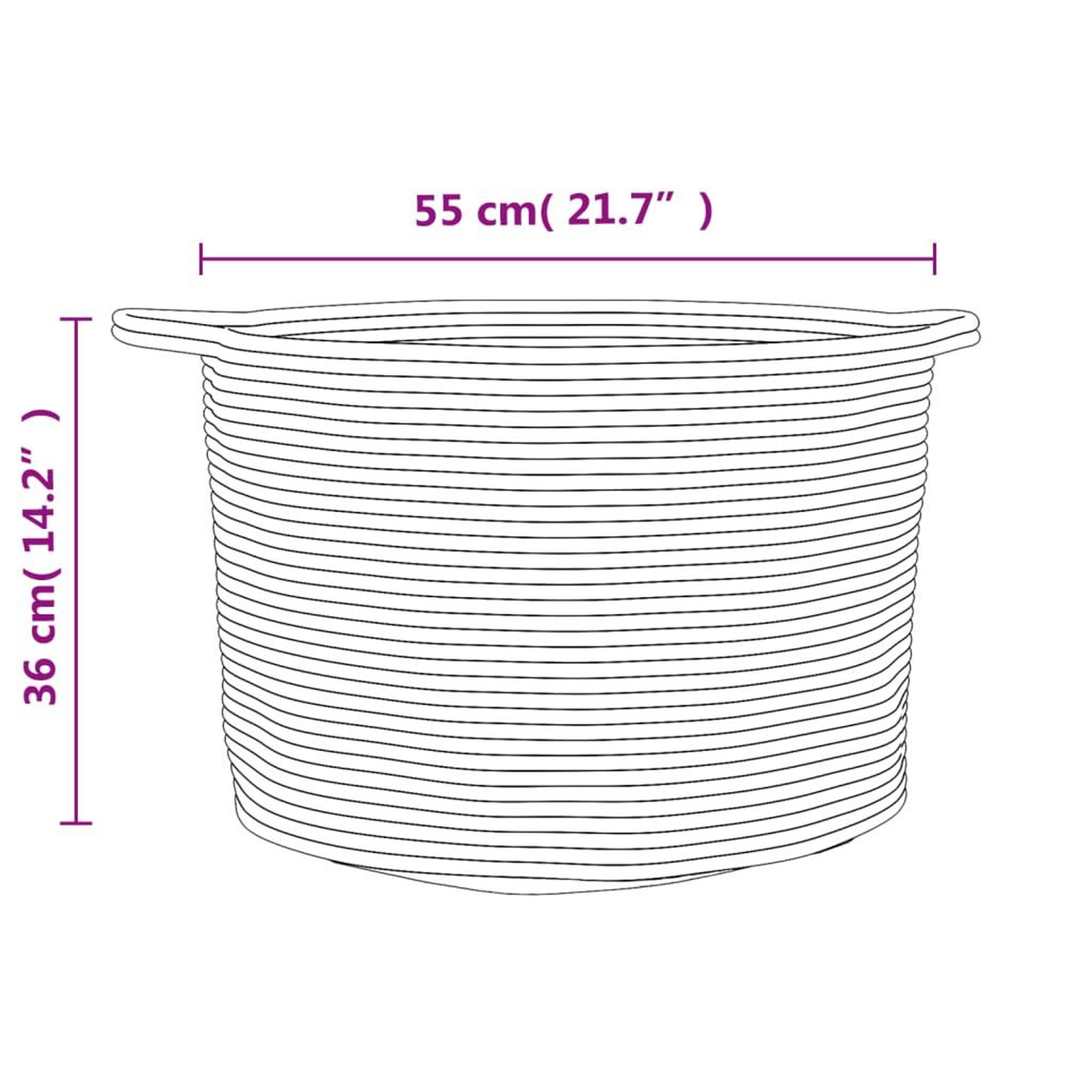 Voir la diapositive 6 : VIDAXL Panier a linge beige et blanc Ø55x36 cm coton
