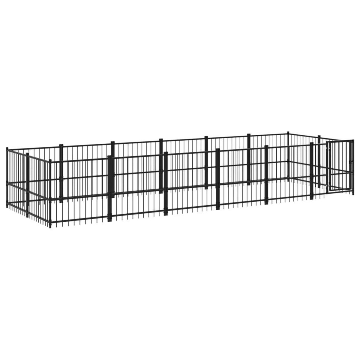VIDAXL Chenil d'exterieur pour chiens Acier 11,26 m²