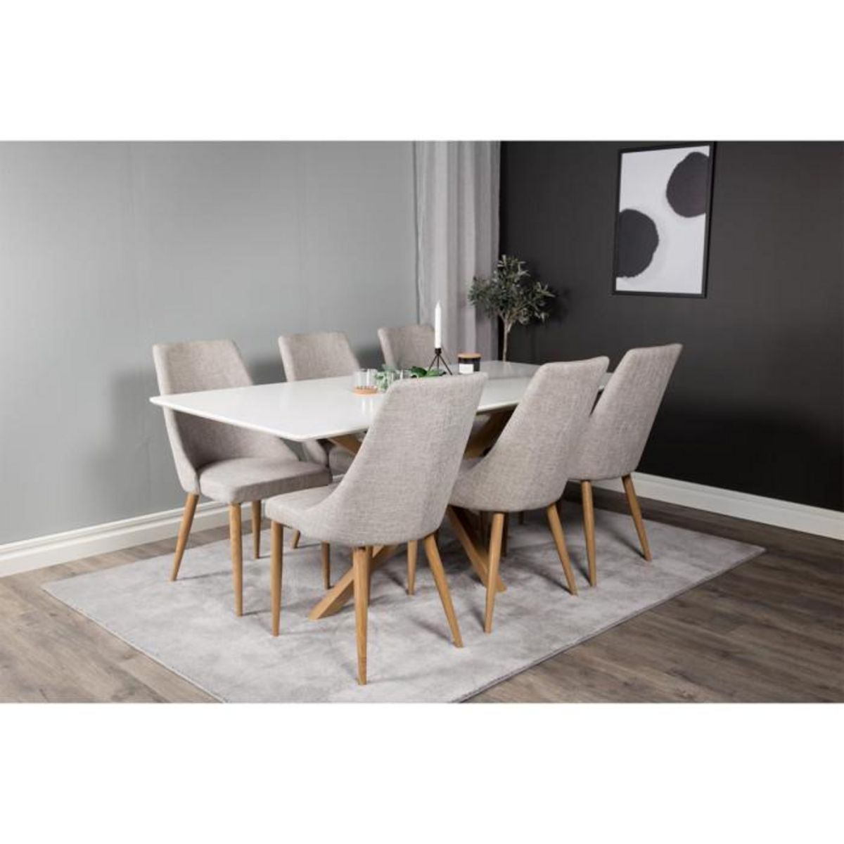 Paris Prix Table à Manger  Piazza  180cm Blanc & Naturel