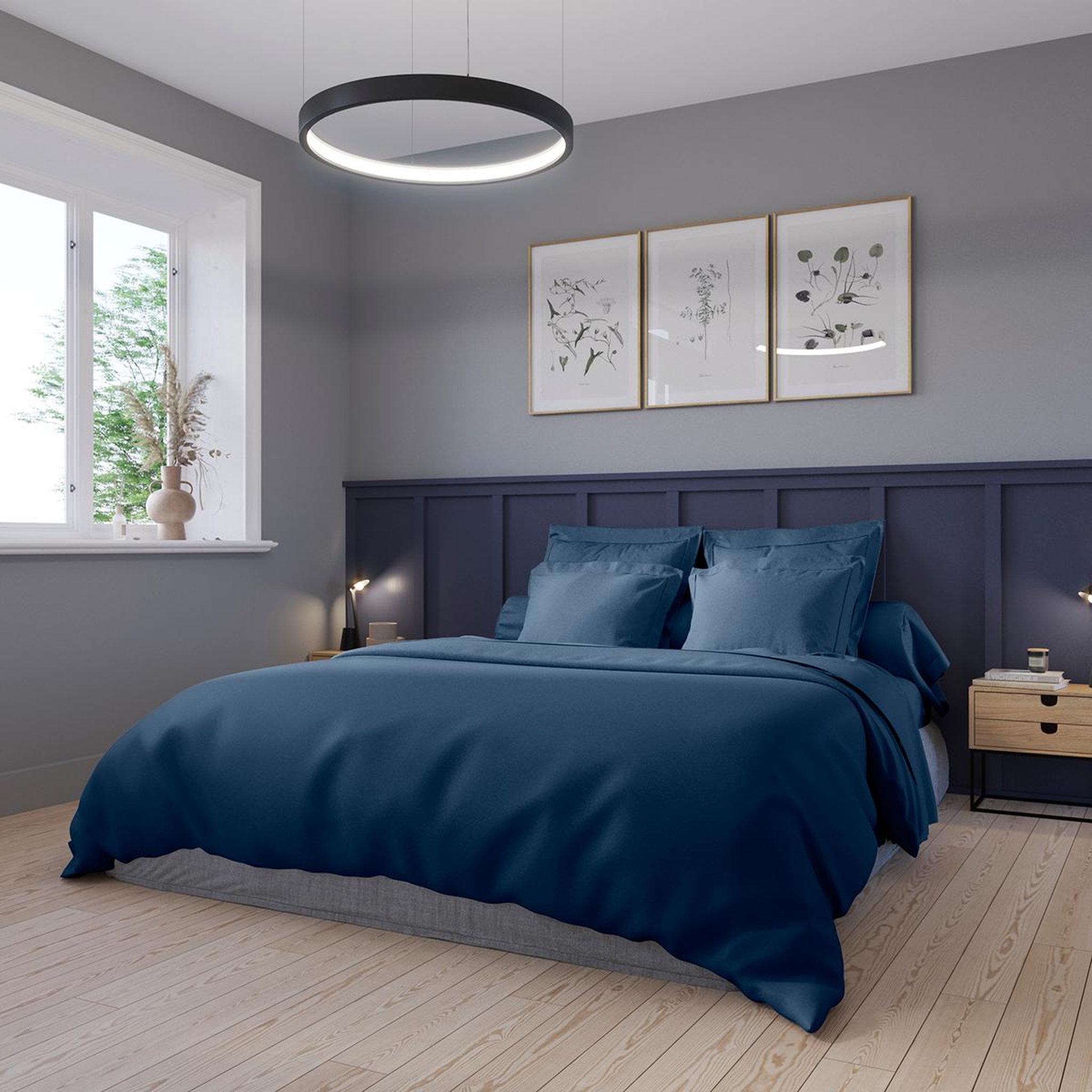 Voir la diapositive 2 : DODO Drap housse grand bonnet harmonie satin de coton coloris marine