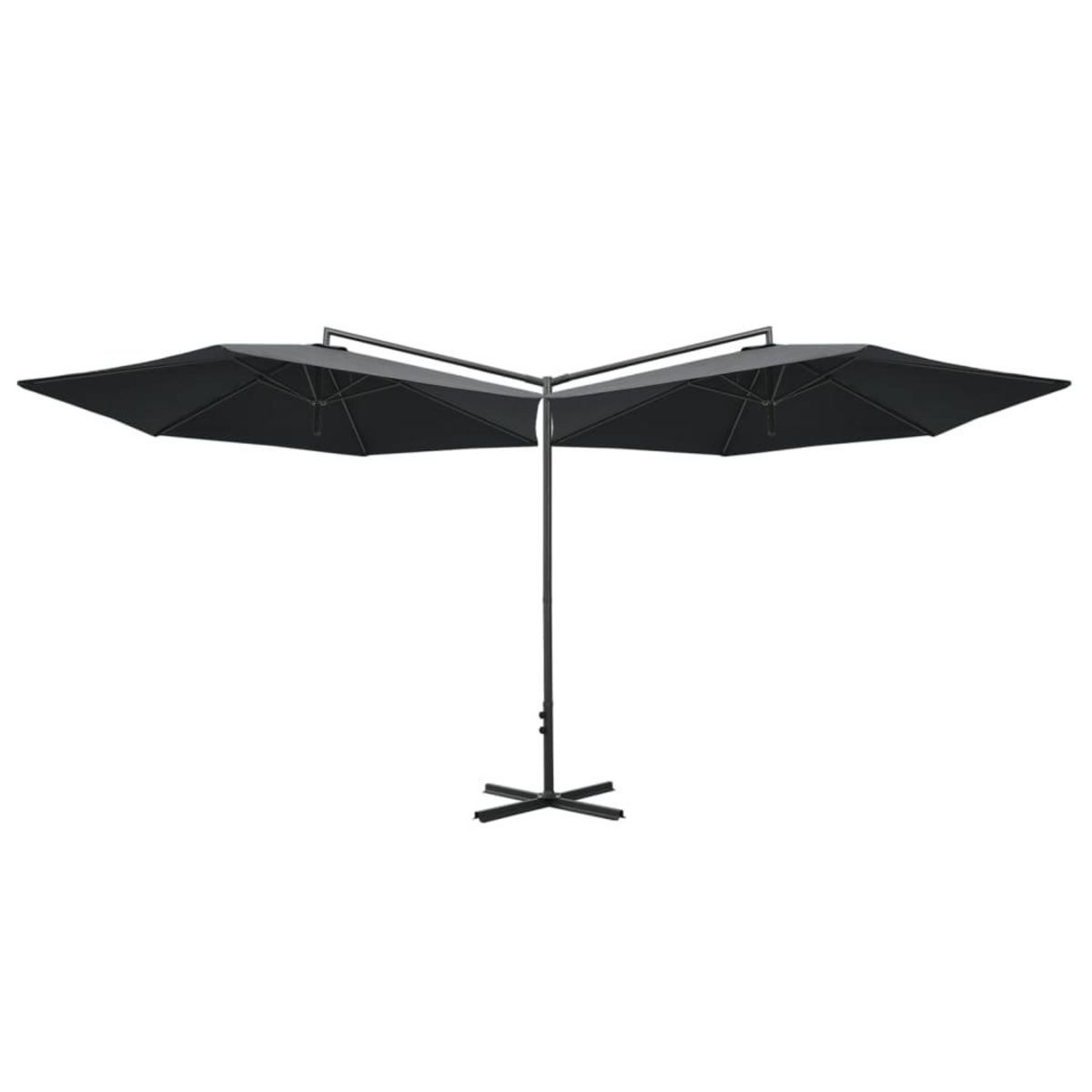 VIDAXL Parasol de jardin double avec mat en acier anthracite 600 cm