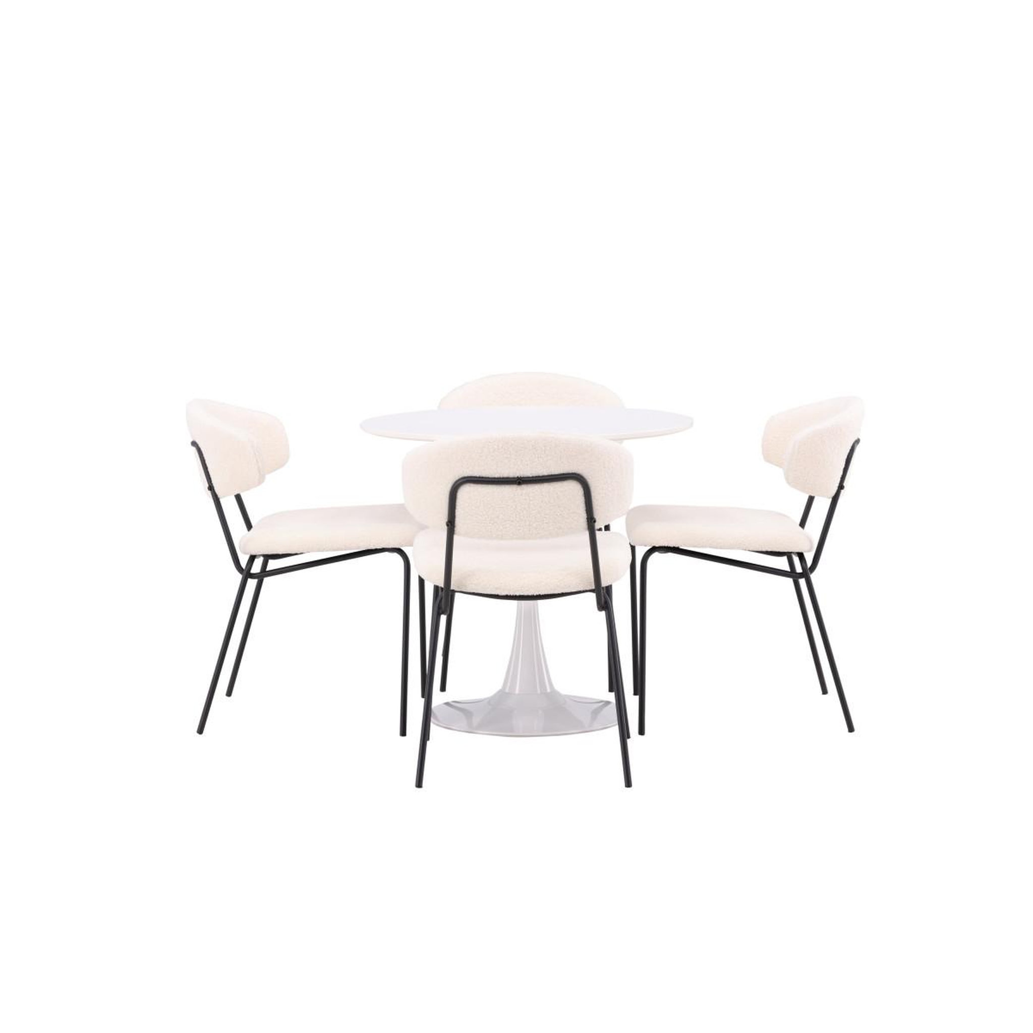 Voir la diapositive 2 : Paris Prix Ensemble table à manger & 4 chaises  hamden & chico  80cm blanc & blanc crème